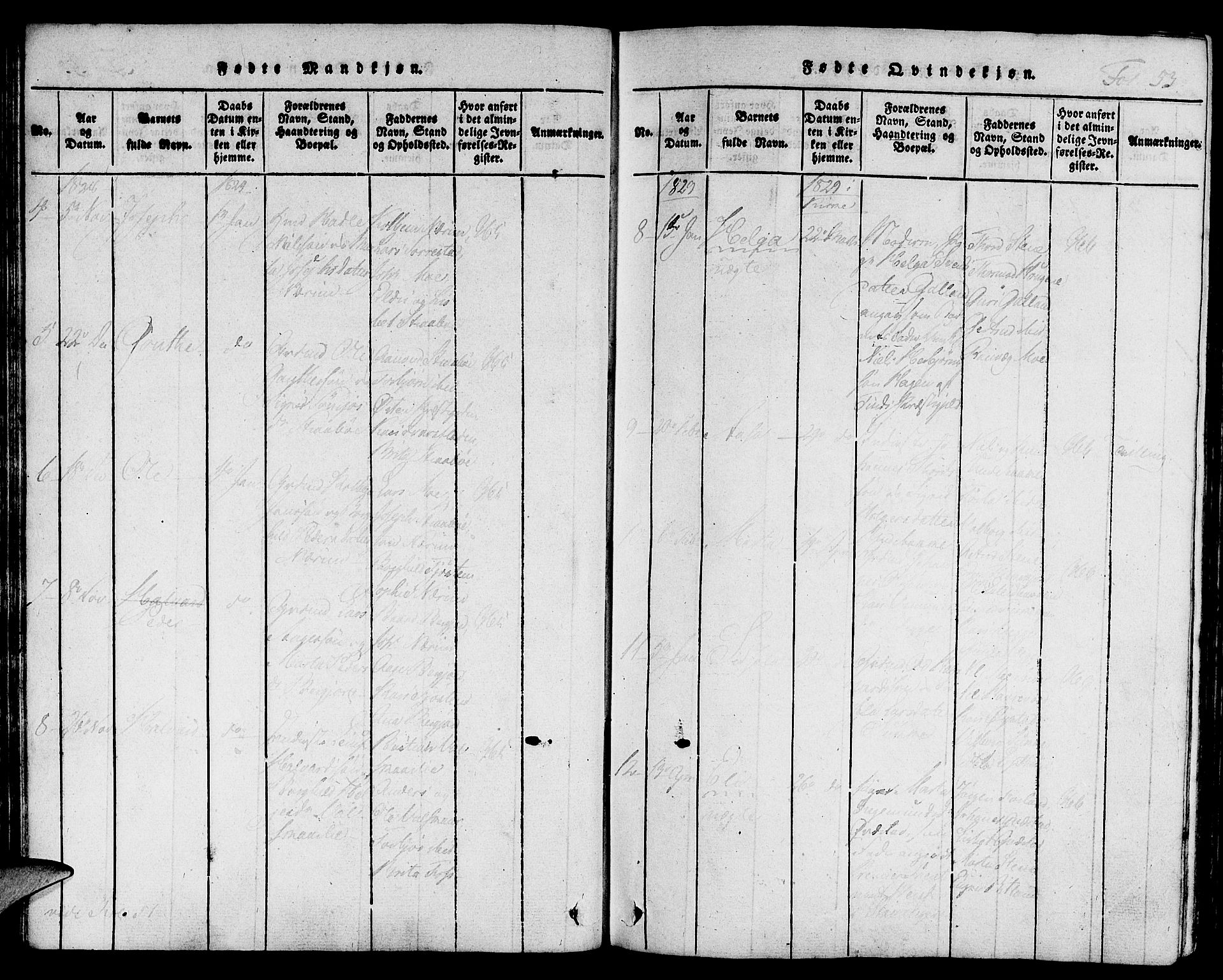 Suldal sokneprestkontor, AV/SAST-A-101845/01/IV/L0006: Parish register (official) no. A 6, 1816-1836, p. 53