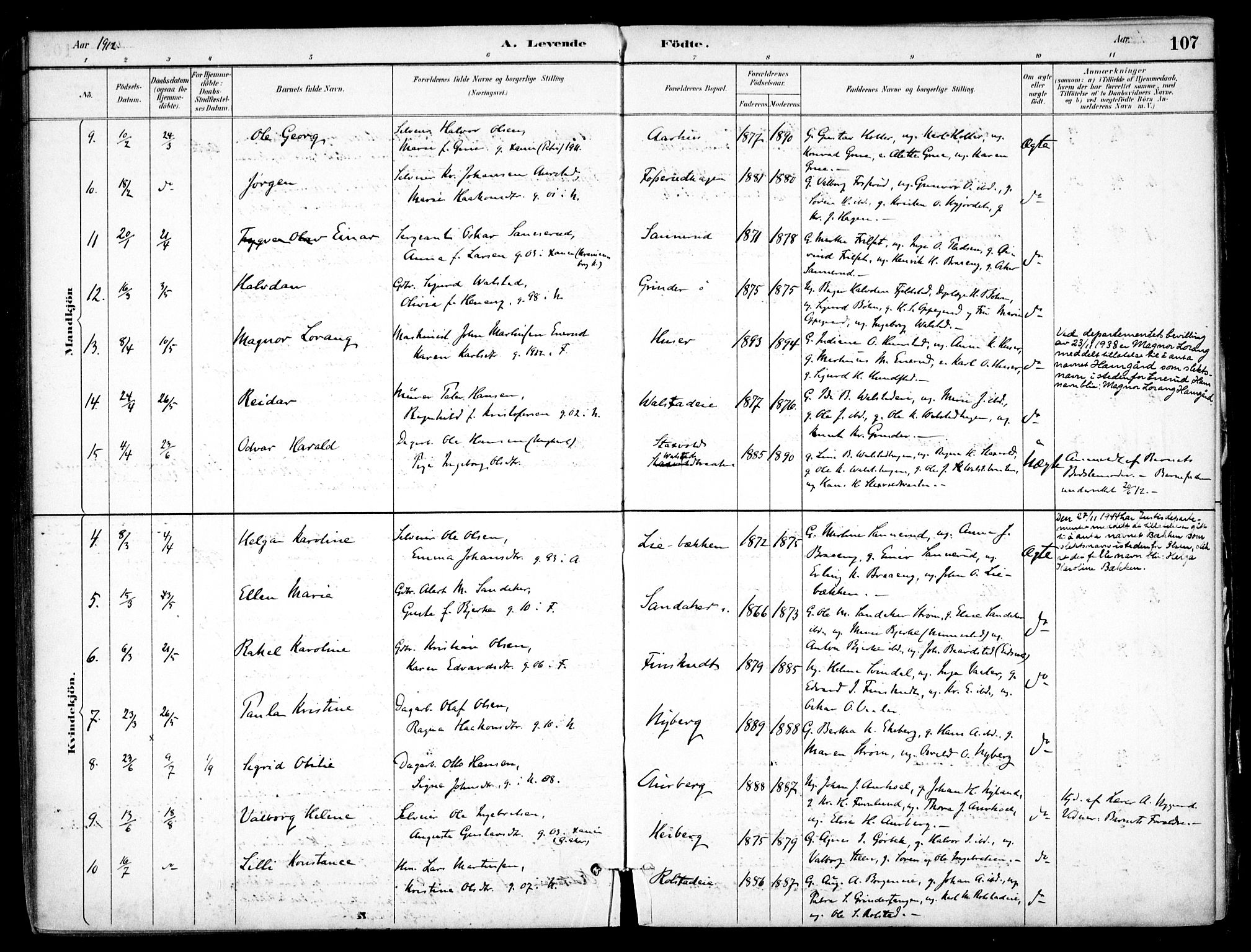 Nes prestekontor Kirkebøker, SAO/A-10410/F/Fb/L0002: Parish register (official) no. II 2, 1883-1918, p. 107
