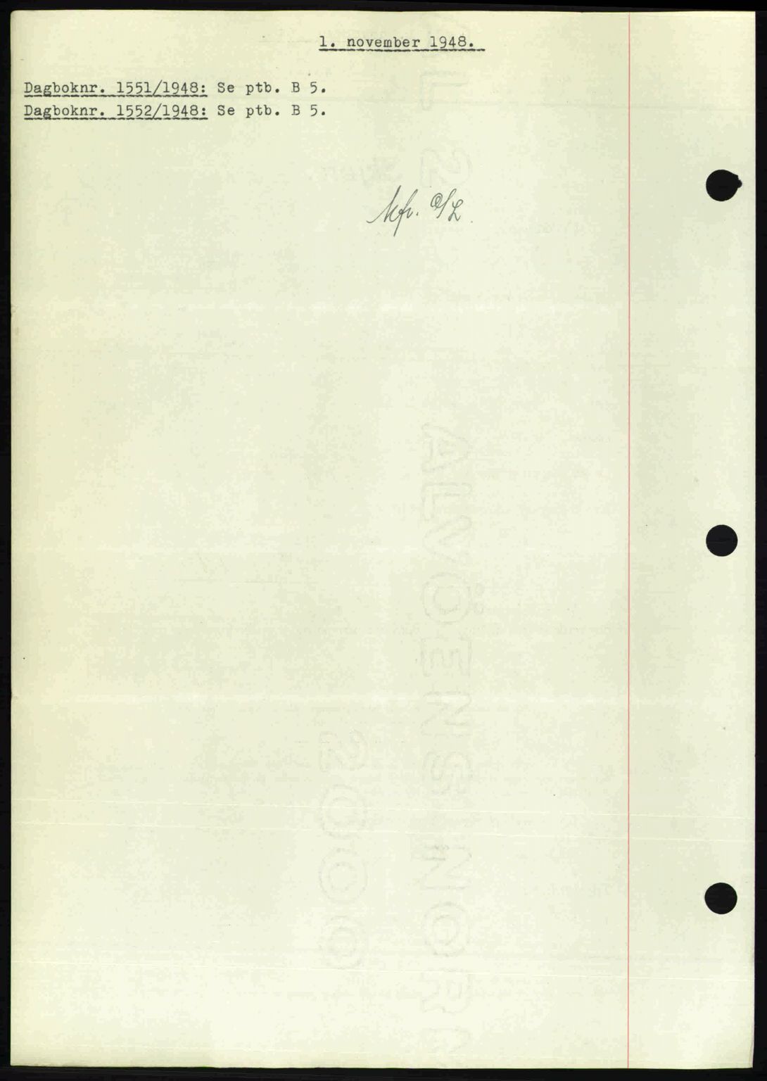 Nedenes sorenskriveri, SAK/1221-0006/G/Gb/Gba/L0059: Mortgage book no. A11, 1948-1948, Diary no: : 1551/1948