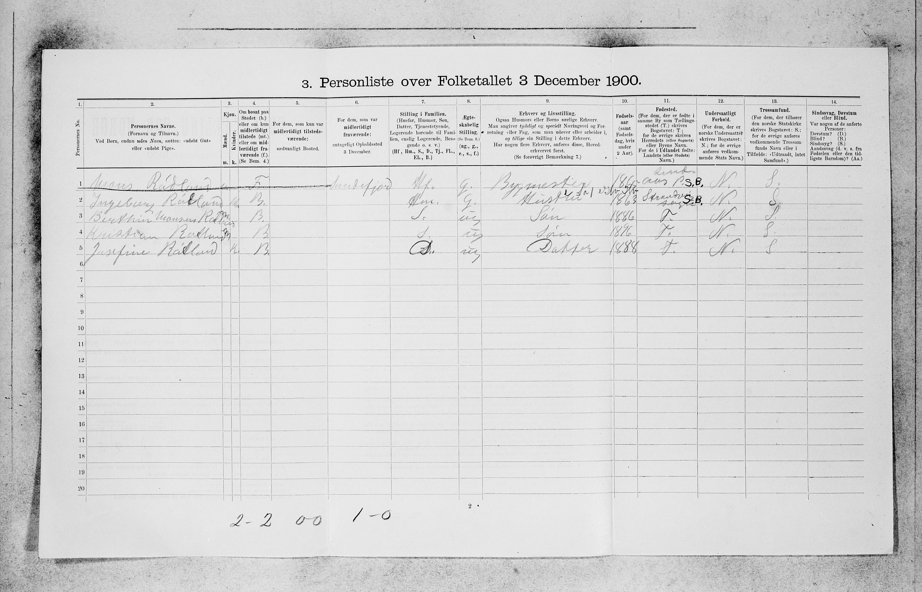 SAB, 1900 census for Bergen, 1900, p. 18255