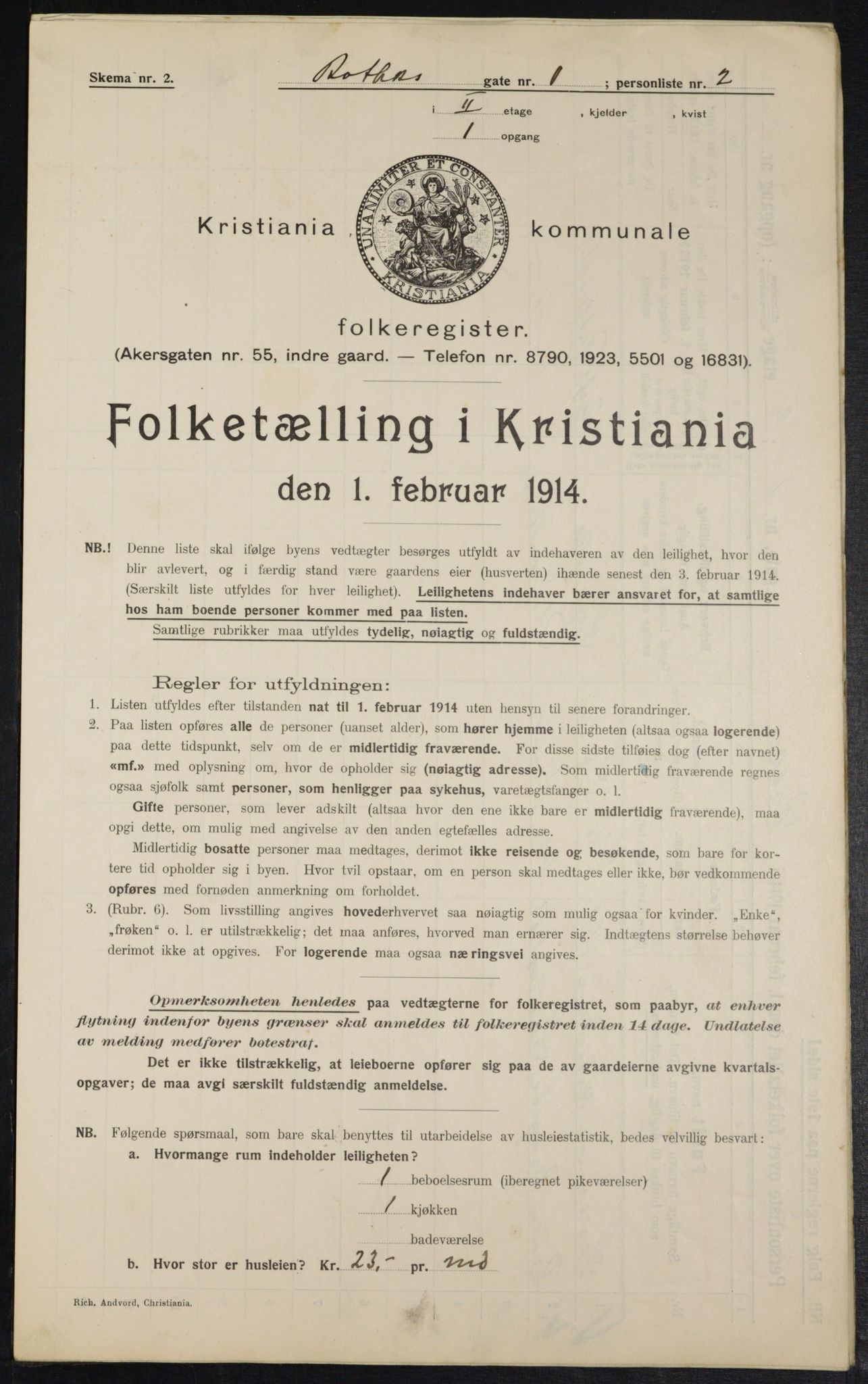 OBA, Municipal Census 1914 for Kristiania, 1914, p. 81833