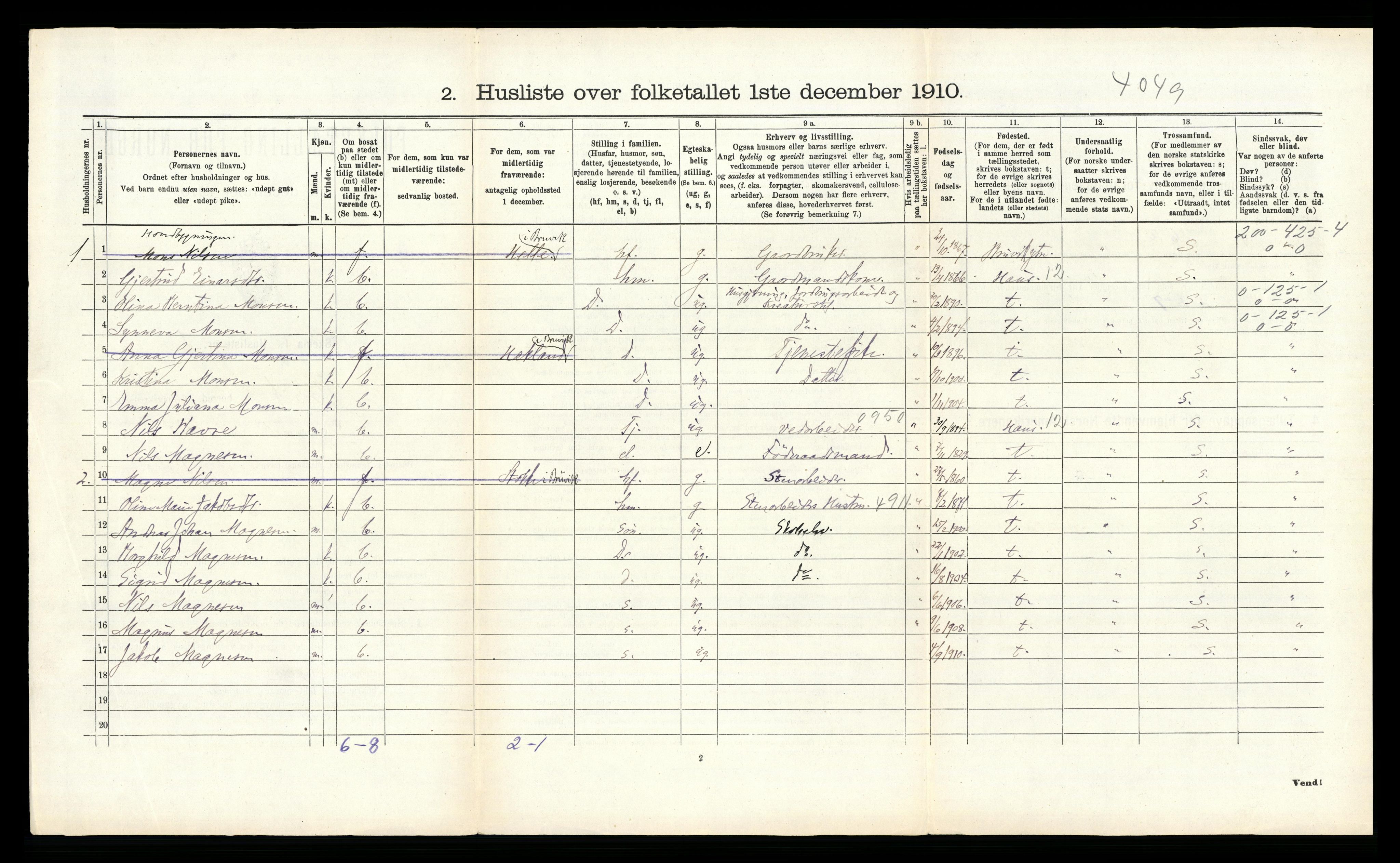 RA, 1910 census for Bruvik, 1910, p. 137