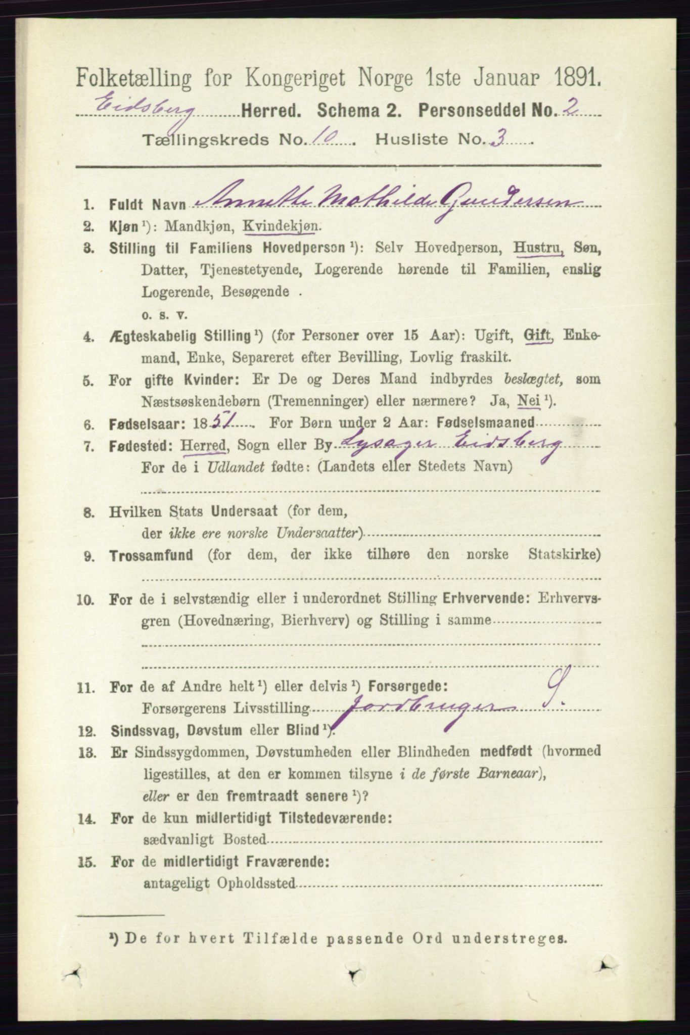 RA, 1891 census for 0125 Eidsberg, 1891, p. 5680