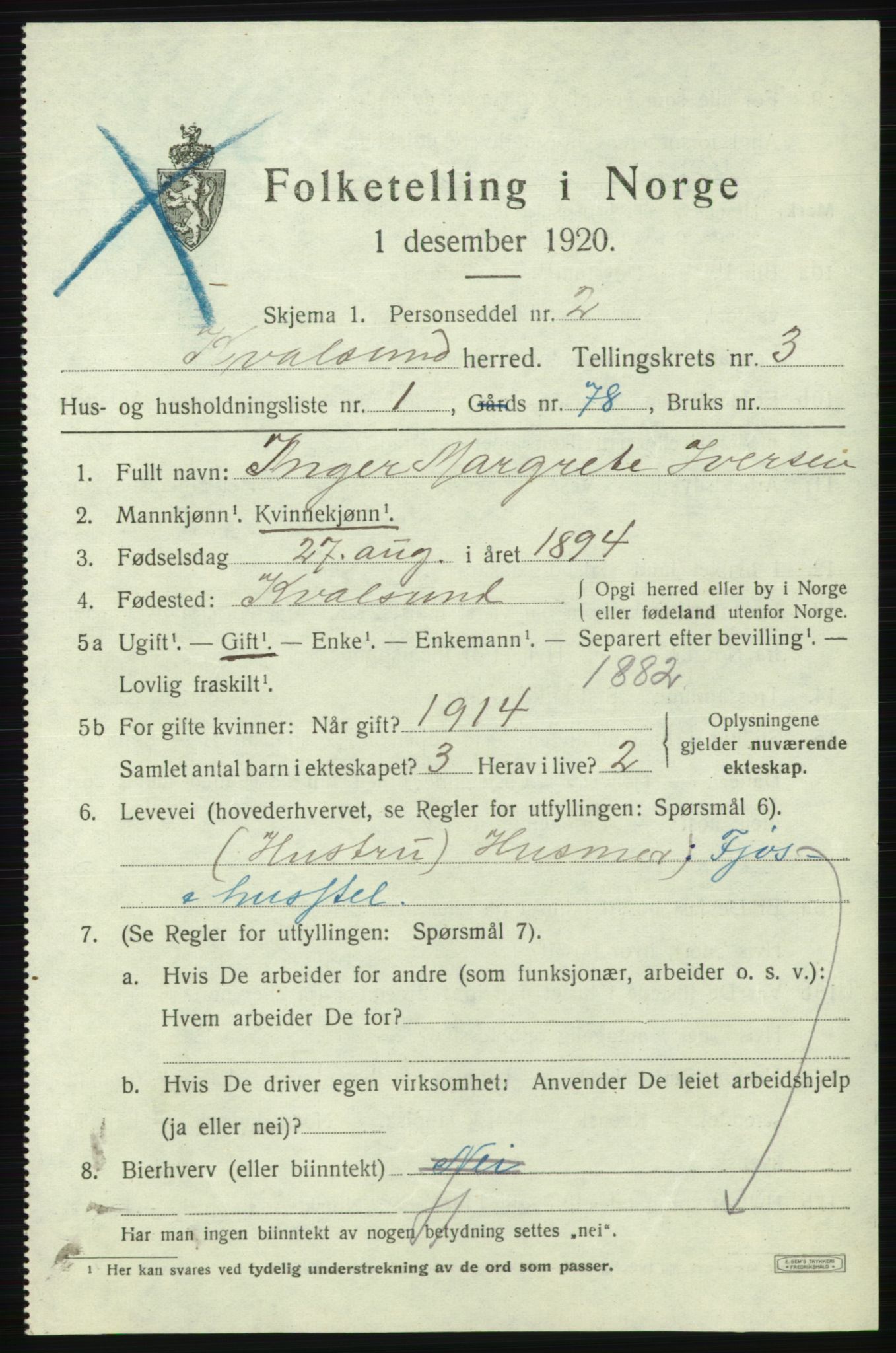 SATØ, 1920 census for , 1920, p. 950