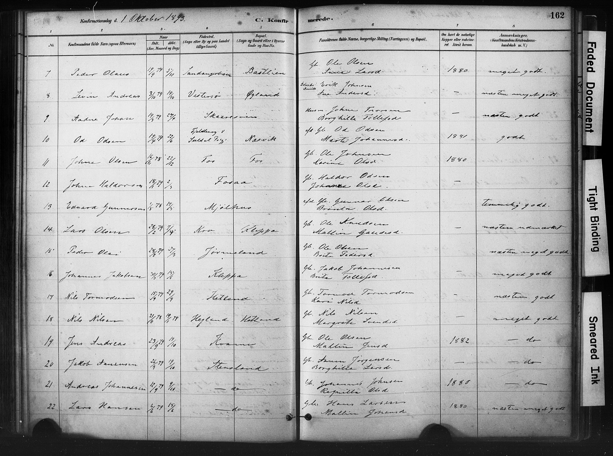 Hjelmeland sokneprestkontor, AV/SAST-A-101843/01/IV/L0014: Parish register (official) no. A 14, 1879-1900, p. 162