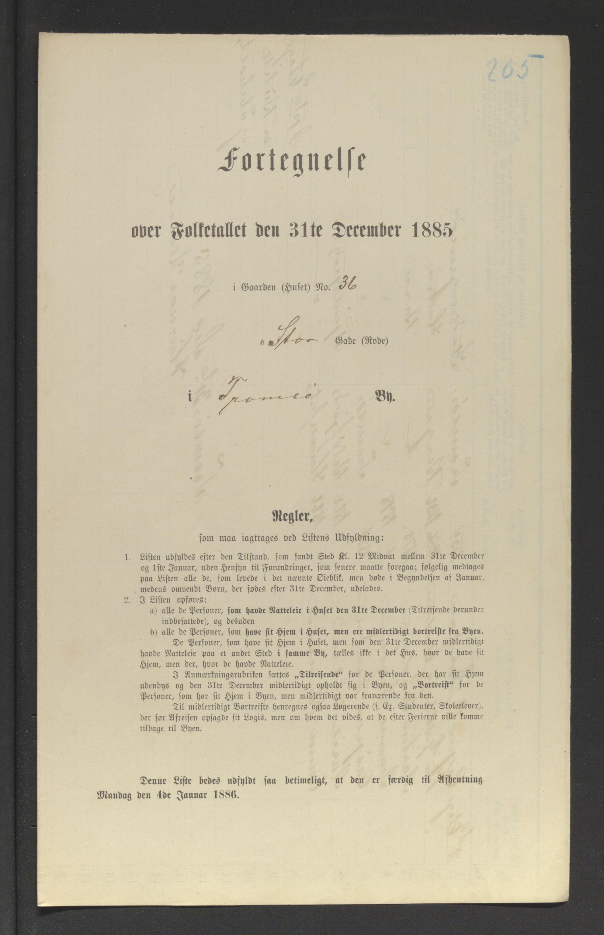 SATØ, 1885 census for 1902 Tromsø, 1885, p. 205a