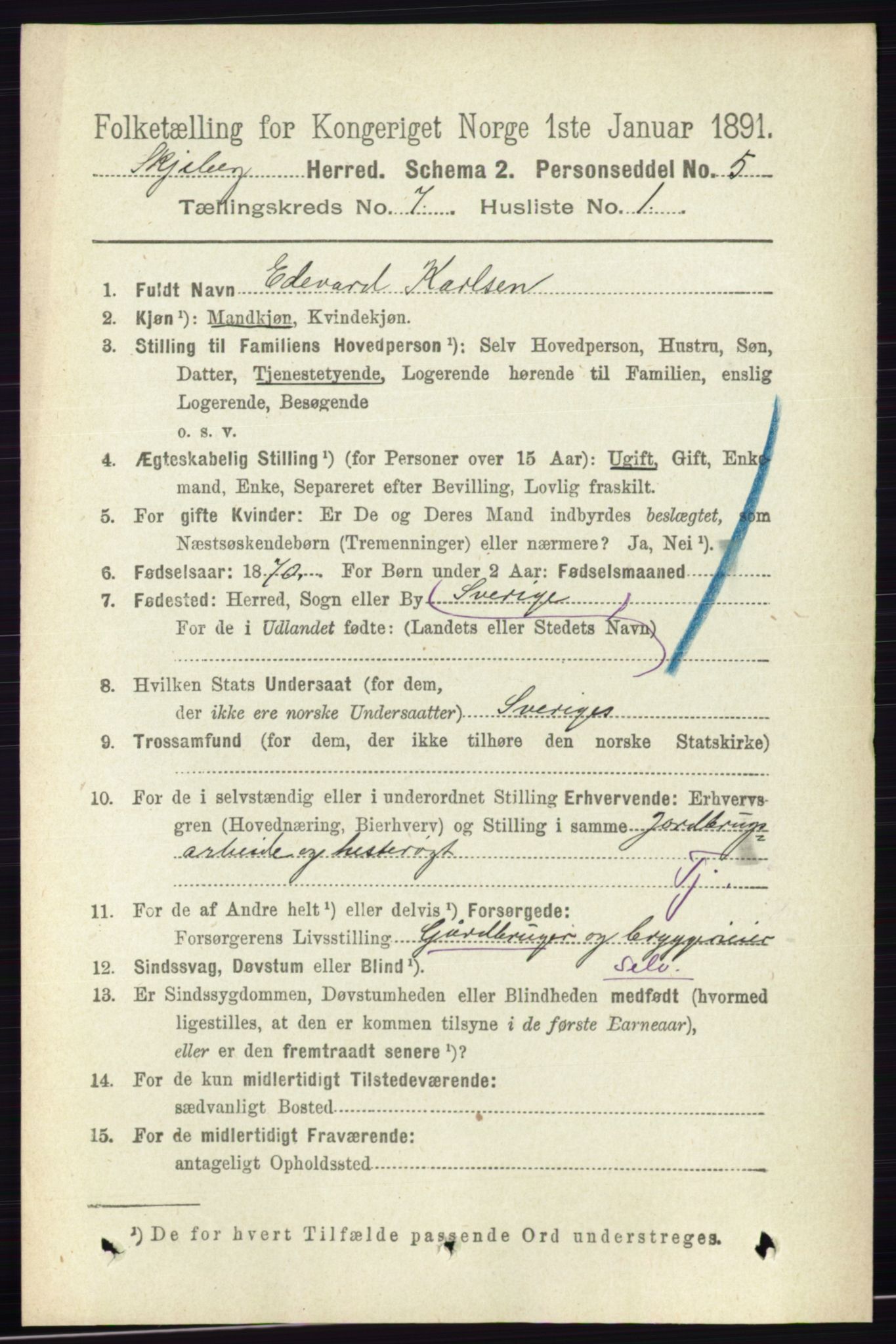 RA, 1891 census for 0115 Skjeberg, 1891, p. 3431