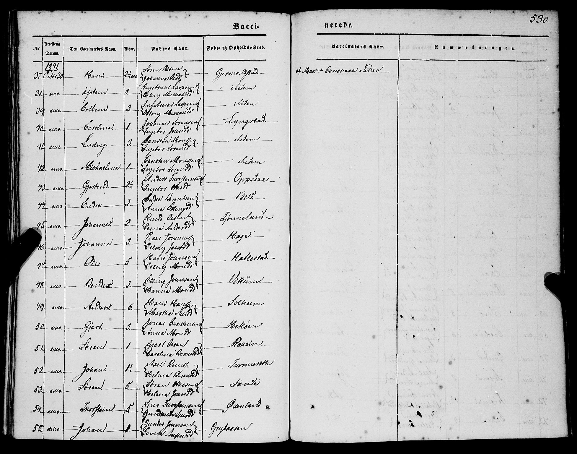 Gaular sokneprestembete, SAB/A-80001/H/Haa: Parish register (official) no. A 4II, 1841-1859, p. 530