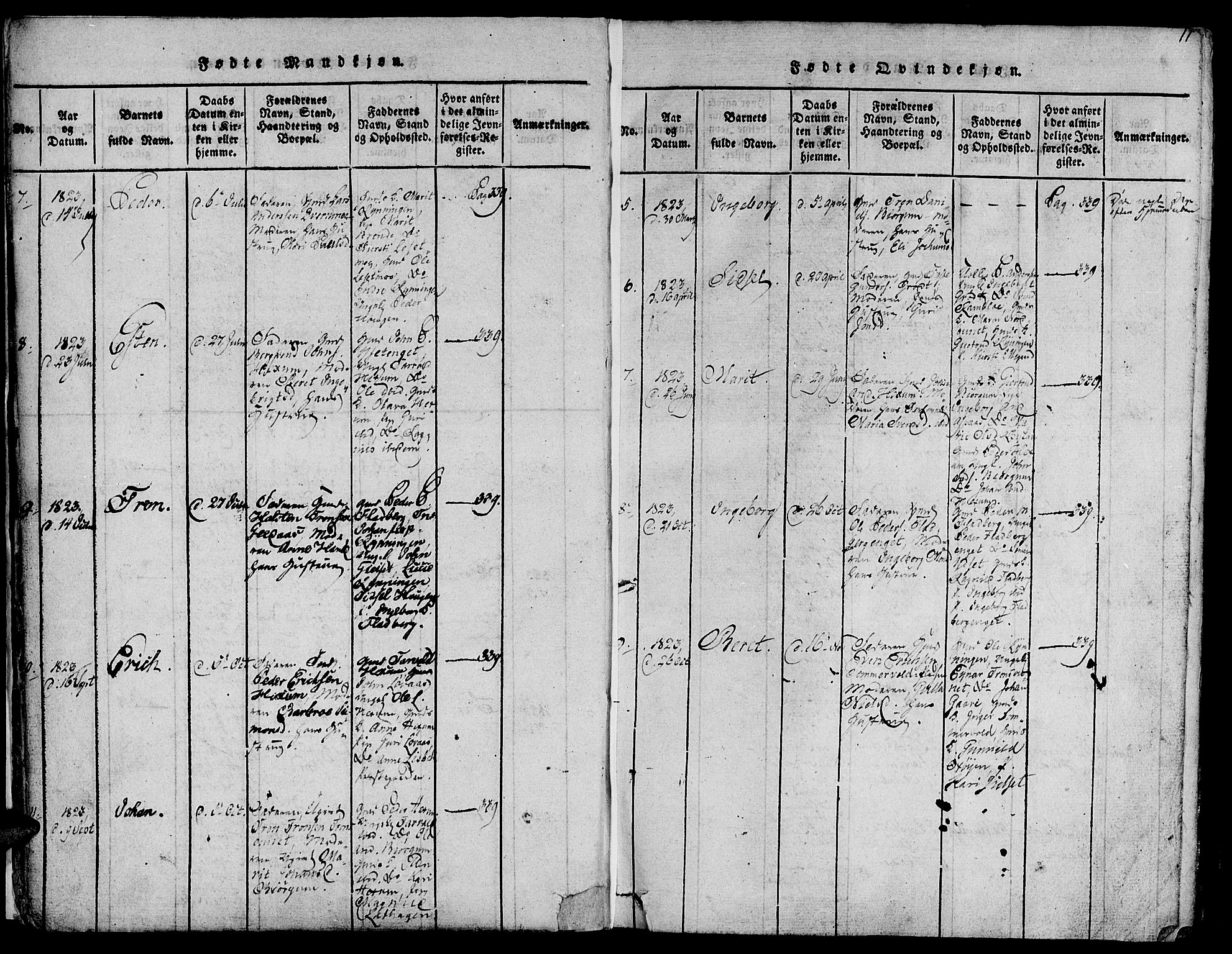 Ministerialprotokoller, klokkerbøker og fødselsregistre - Sør-Trøndelag, AV/SAT-A-1456/685/L0954: Parish register (official) no. 685A03 /1, 1817-1829, p. 11