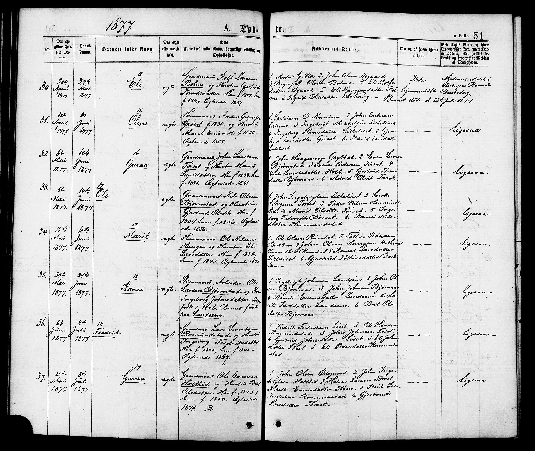 Ministerialprotokoller, klokkerbøker og fødselsregistre - Møre og Romsdal, AV/SAT-A-1454/598/L1068: Parish register (official) no. 598A02, 1872-1881, p. 51