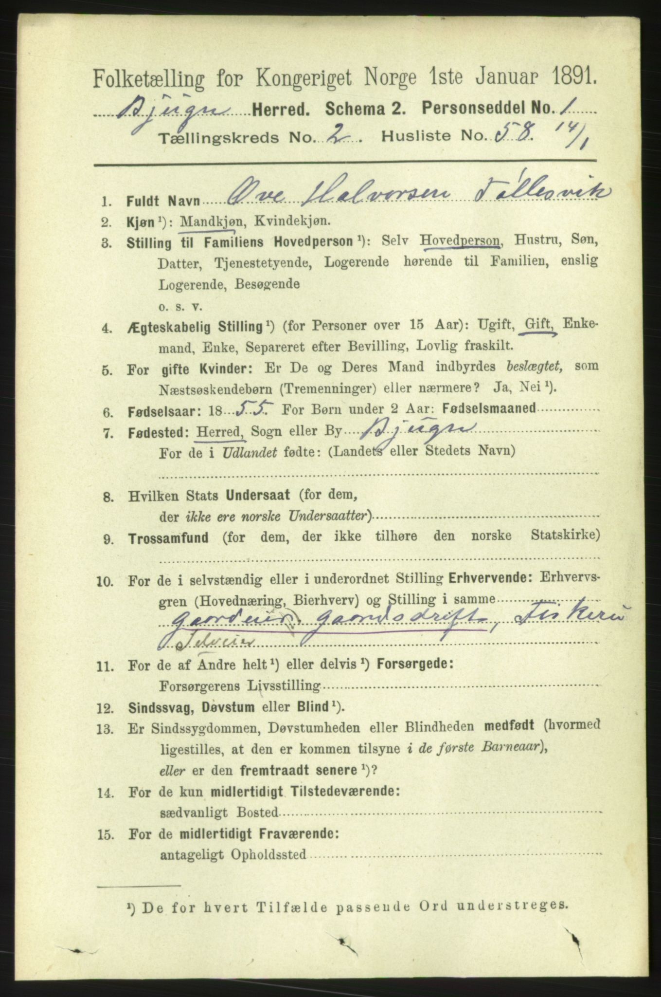 RA, 1891 census for 1627 Bjugn, 1891, p. 568