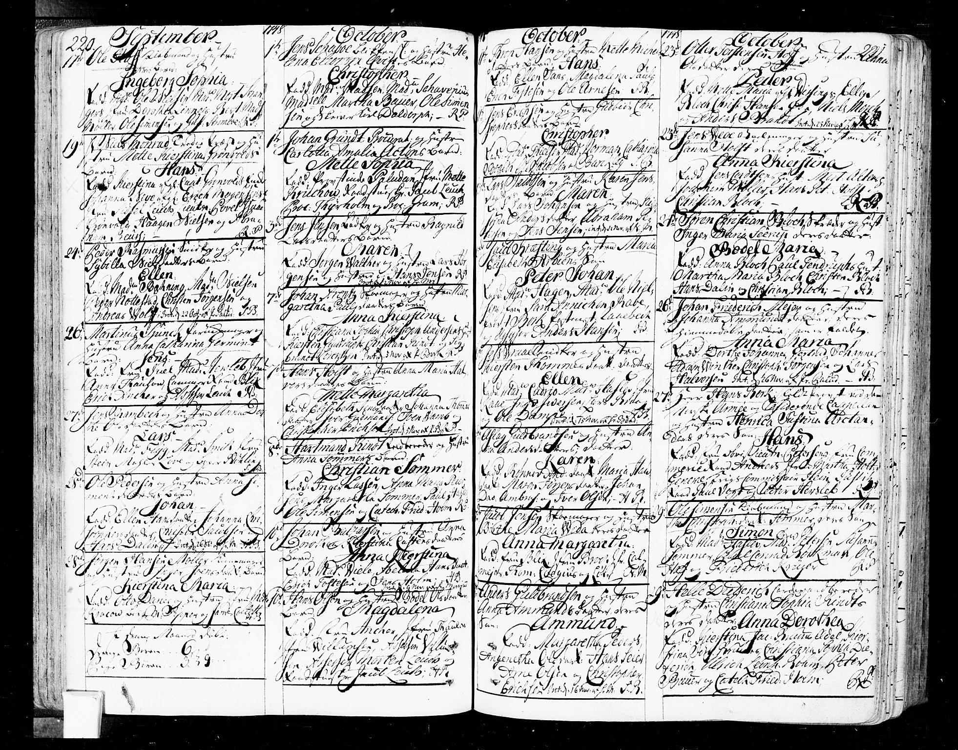 Oslo domkirke Kirkebøker, SAO/A-10752/F/Fa/L0004: Parish register (official) no. 4, 1743-1786, p. 220-221