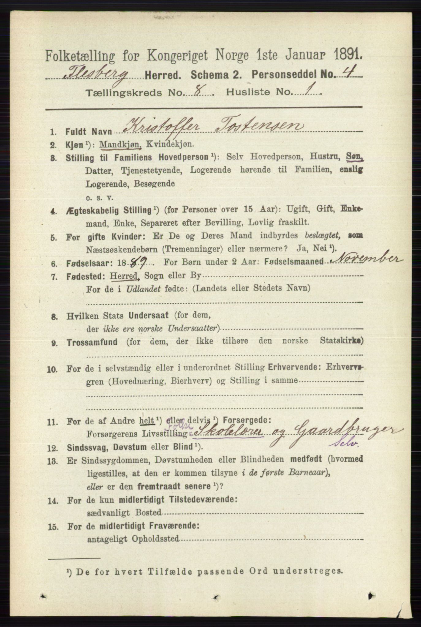 RA, 1891 census for 0631 Flesberg, 1891, p. 1370