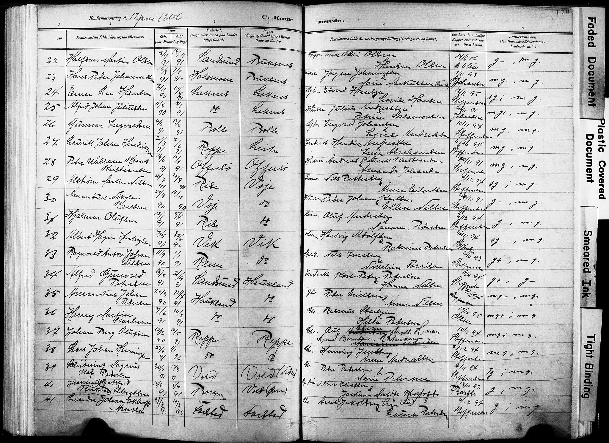 Ministerialprotokoller, klokkerbøker og fødselsregistre - Nordland, SAT/A-1459/881/L1151: Parish register (official) no. 881A04, 1899-1907, p. 176