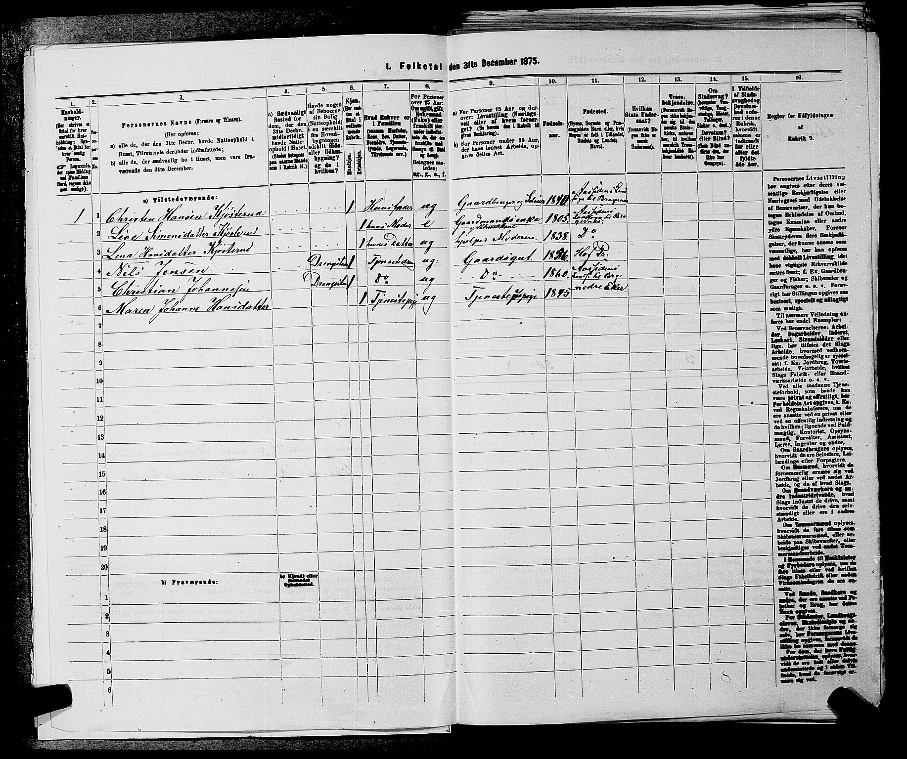 SAKO, 1875 census for 0626P Lier, 1875, p. 84