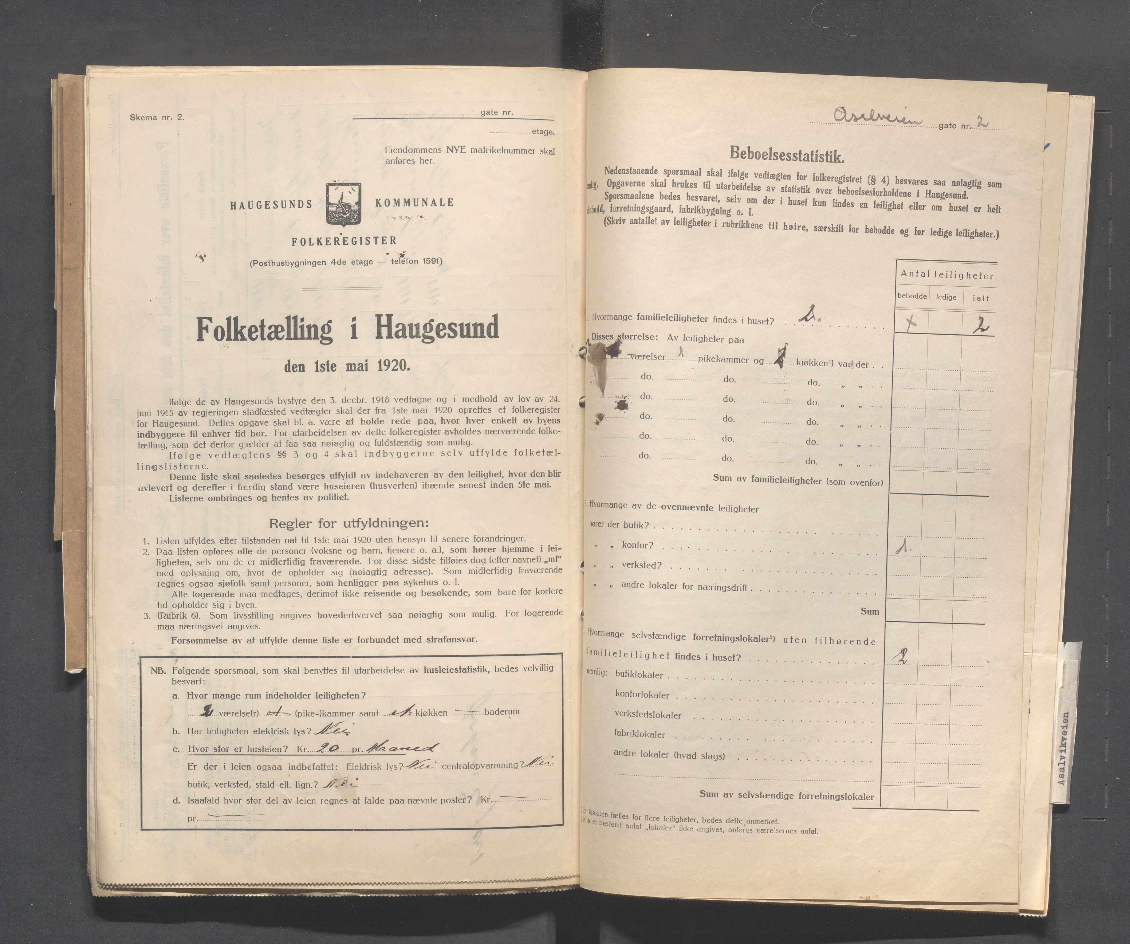 IKAR, Local census 1.5.1920 for Haugesund, 1920, p. 72