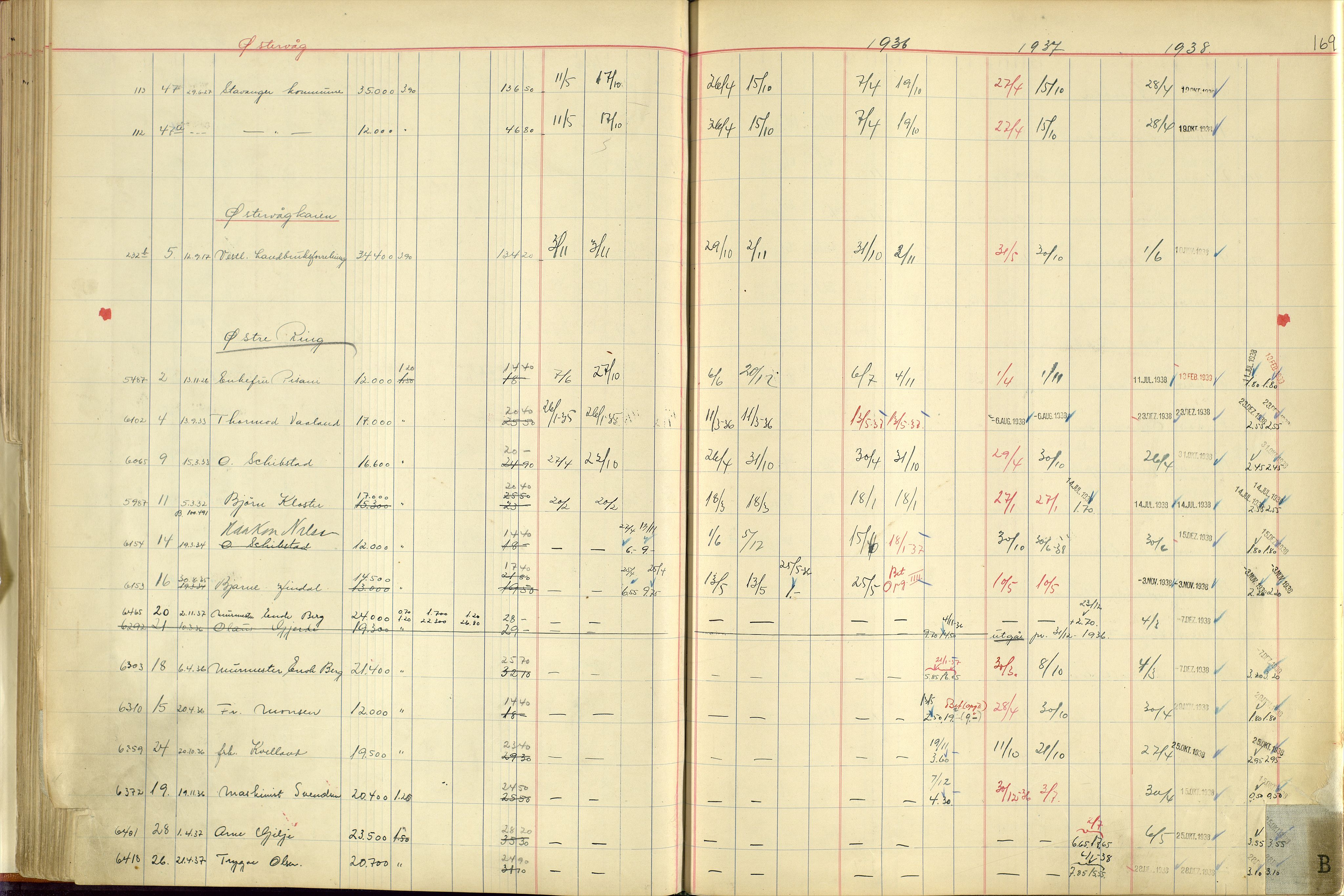 Norges Brannkasse Stavanger, AV/SAST-A-102143/F/Fc/L0005: Brannkontingentprotokoll M-Ø, 1934-1938, p. 168b-169a