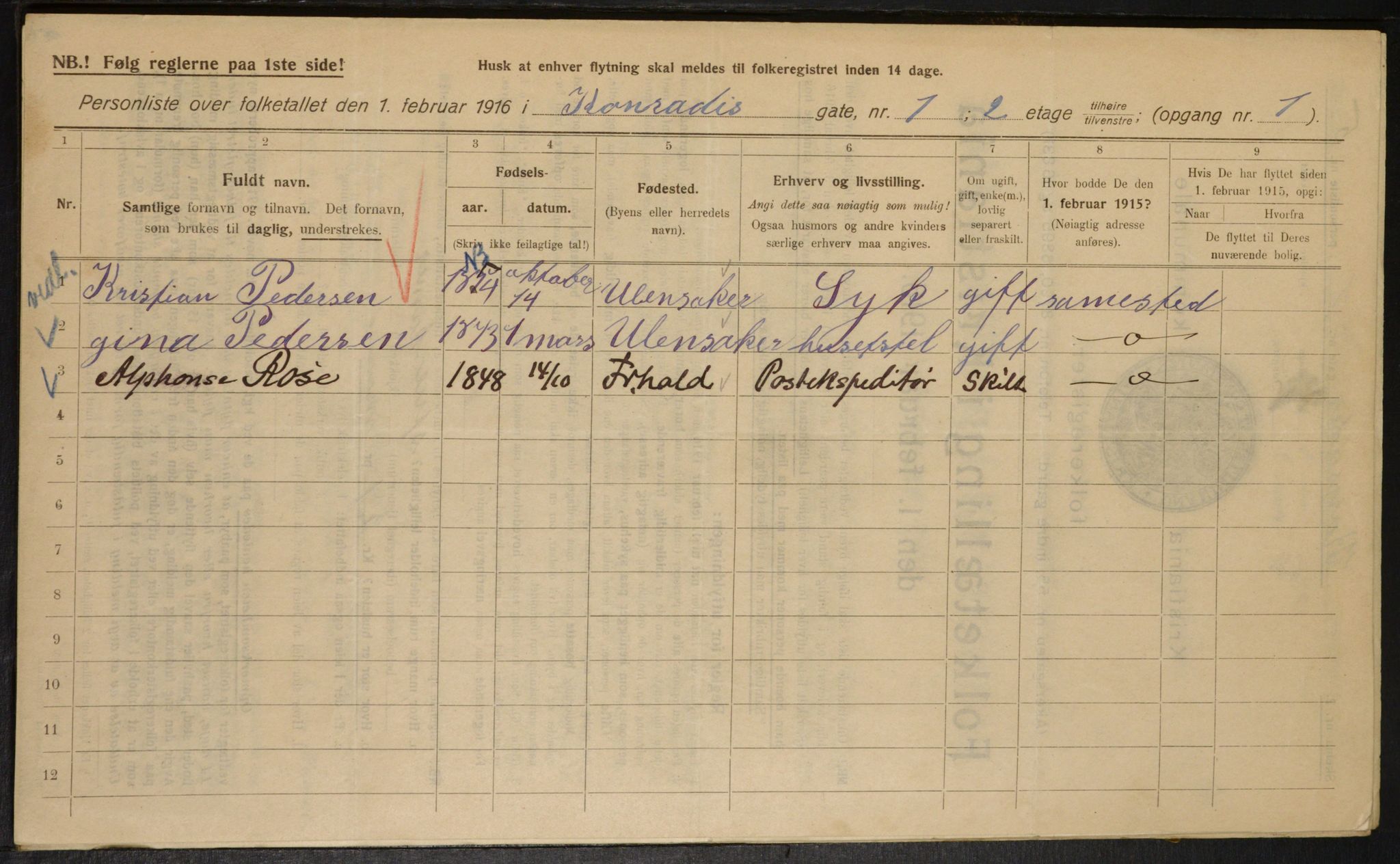 OBA, Municipal Census 1916 for Kristiania, 1916, p. 13342