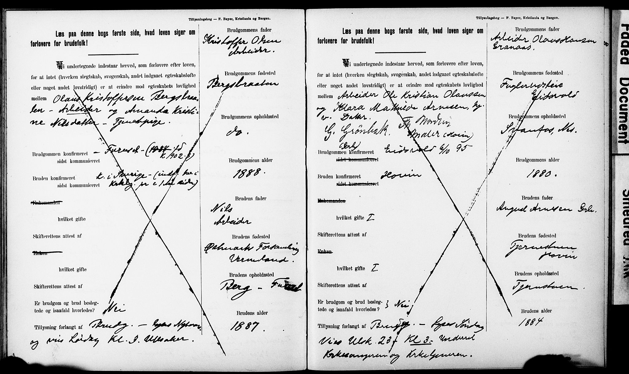 Ullensaker prestekontor Kirkebøker, AV/SAO-A-10236a/H/Ha/L0001: Banns register no. 1, 1892-1910