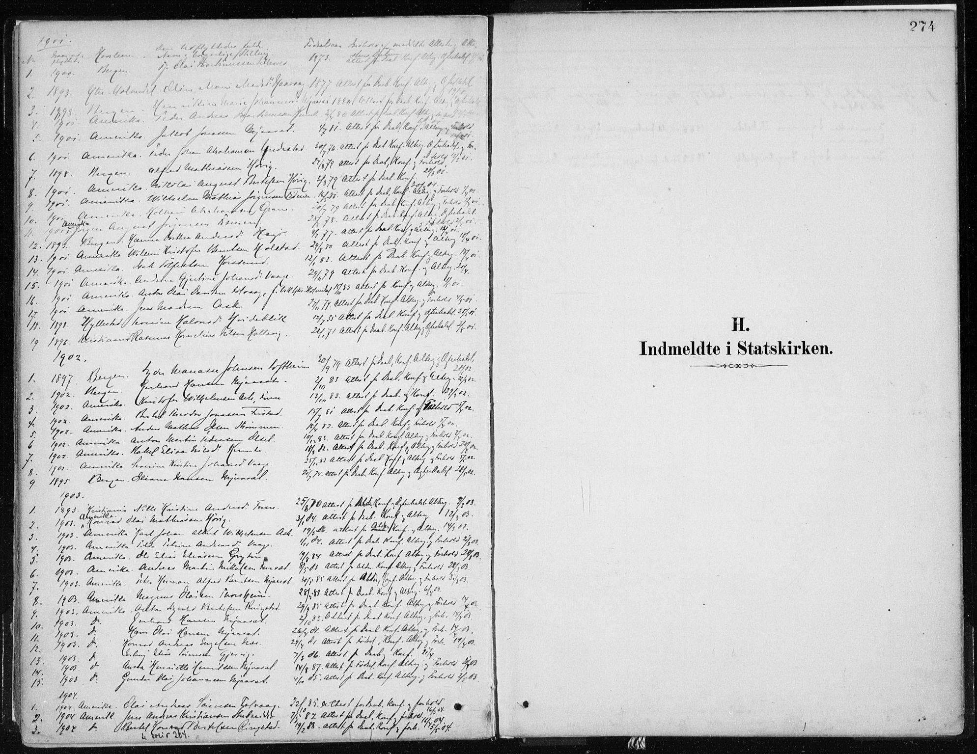Askvoll sokneprestembete, SAB/A-79501/H/Haa/Haab/L0002: Parish register (official) no. B 2, 1879-1909, p. 274