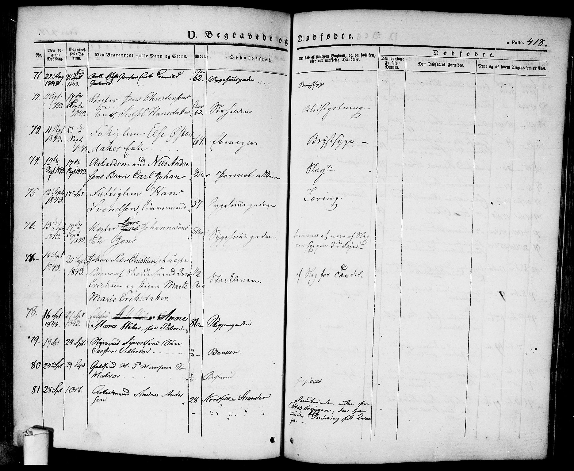 Halden prestekontor Kirkebøker, SAO/A-10909/F/Fa/L0005: Parish register (official) no. I 5, 1834-1845, p. 418