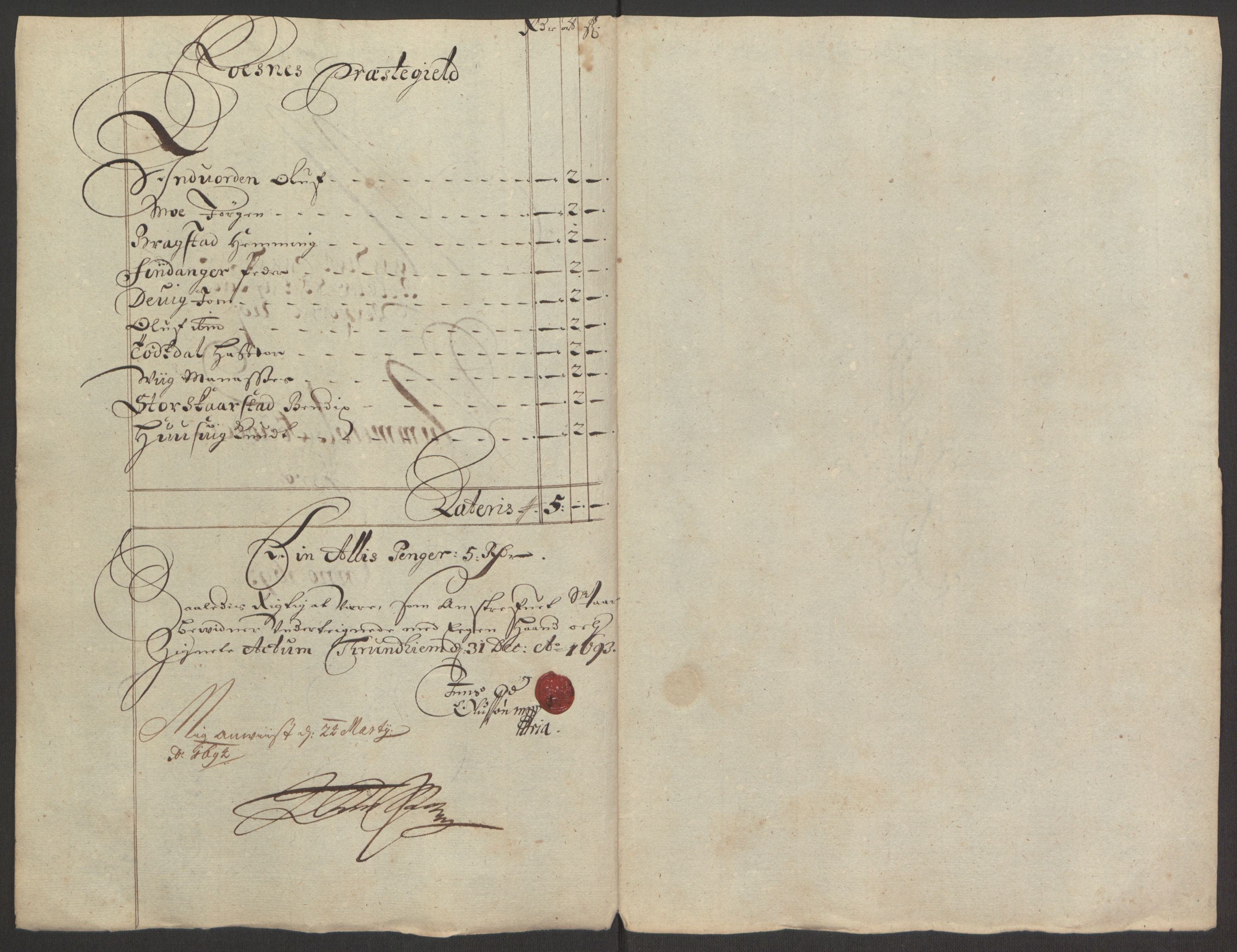 Rentekammeret inntil 1814, Reviderte regnskaper, Fogderegnskap, RA/EA-4092/R64/L4424: Fogderegnskap Namdal, 1692-1695, p. 241