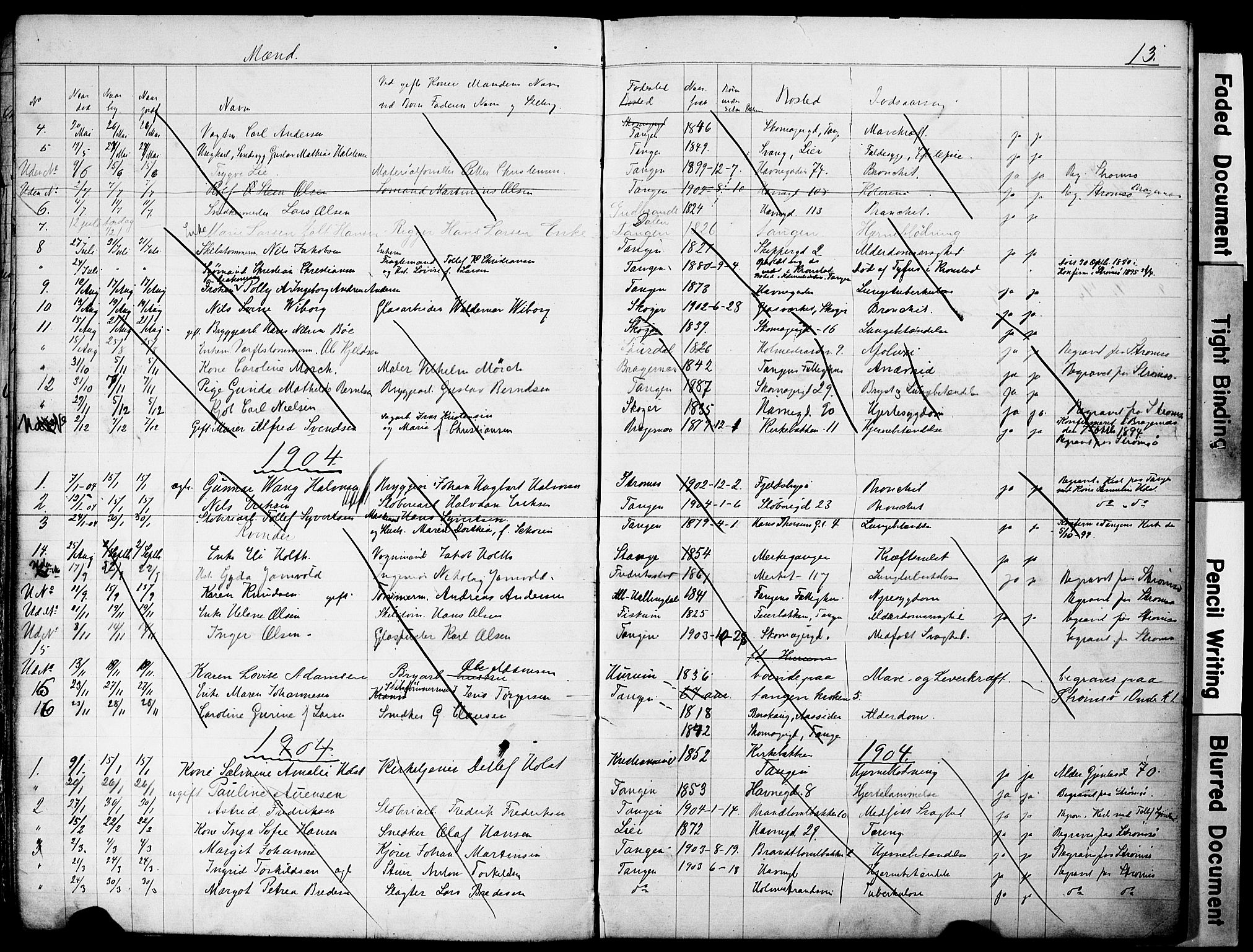 Strømsø kirkebøker, SAKO/A-246/Y/Yb/L0001: Parish register draft no. II 1, 1896-1904, p. 13