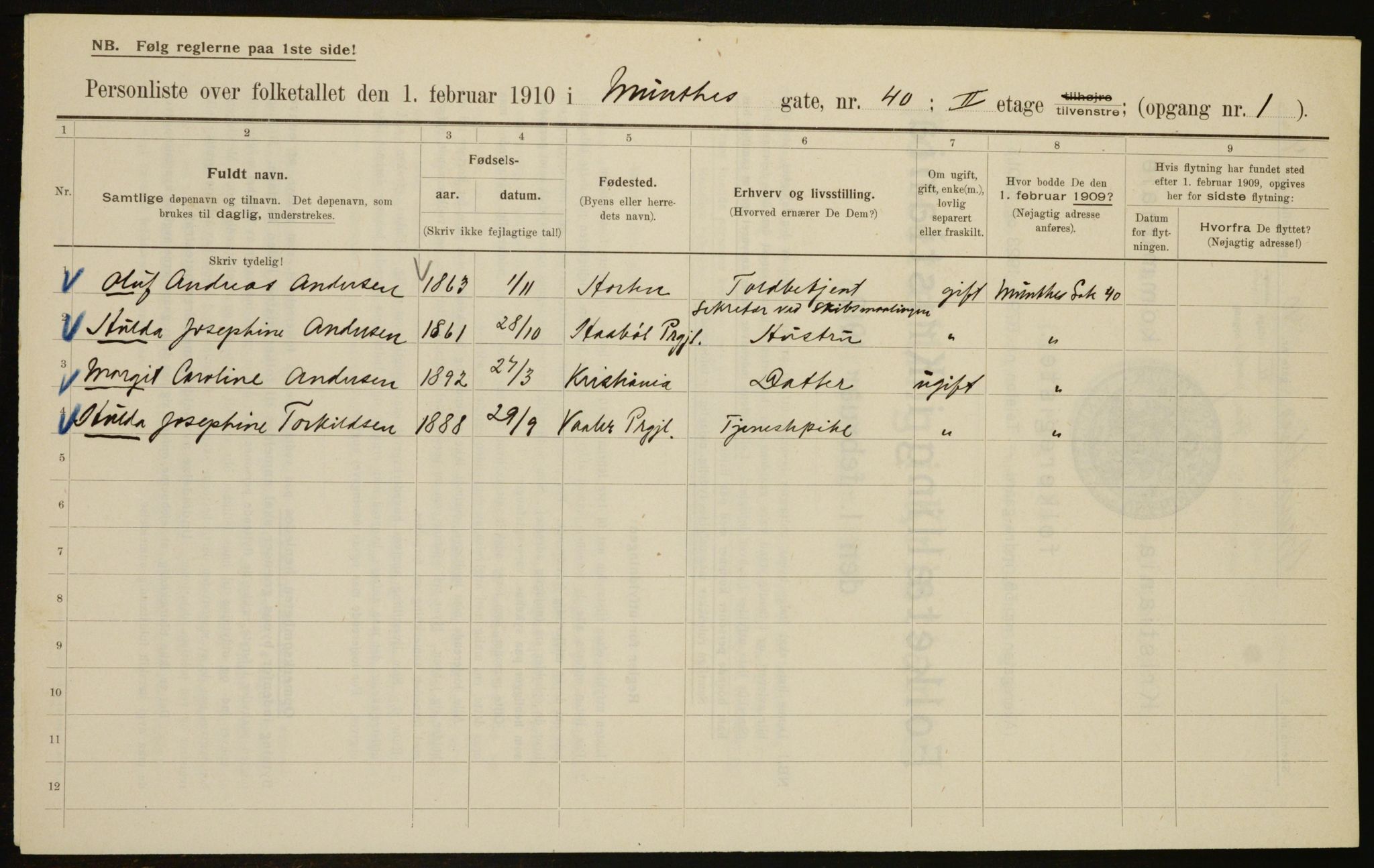 OBA, Municipal Census 1910 for Kristiania, 1910, p. 65814