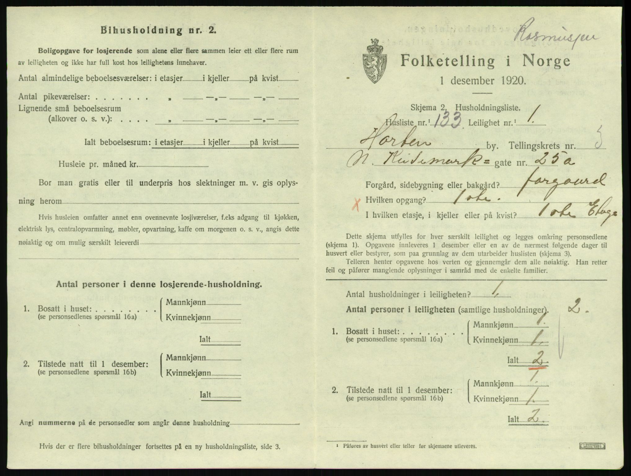 SAKO, 1920 census for Horten, 1920, p. 4573