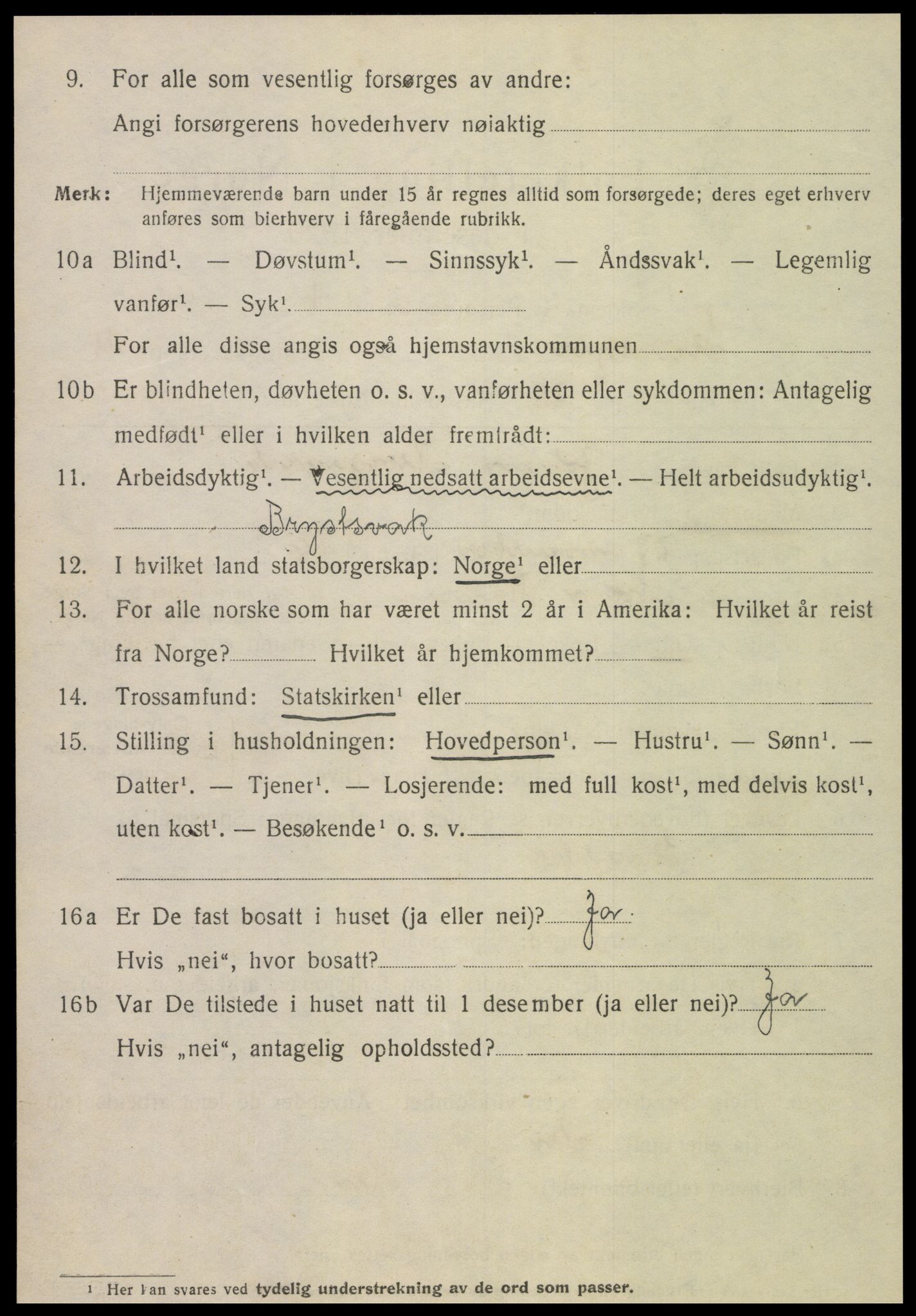 SAT, 1920 census for Steinkjer, 1920, p. 7371