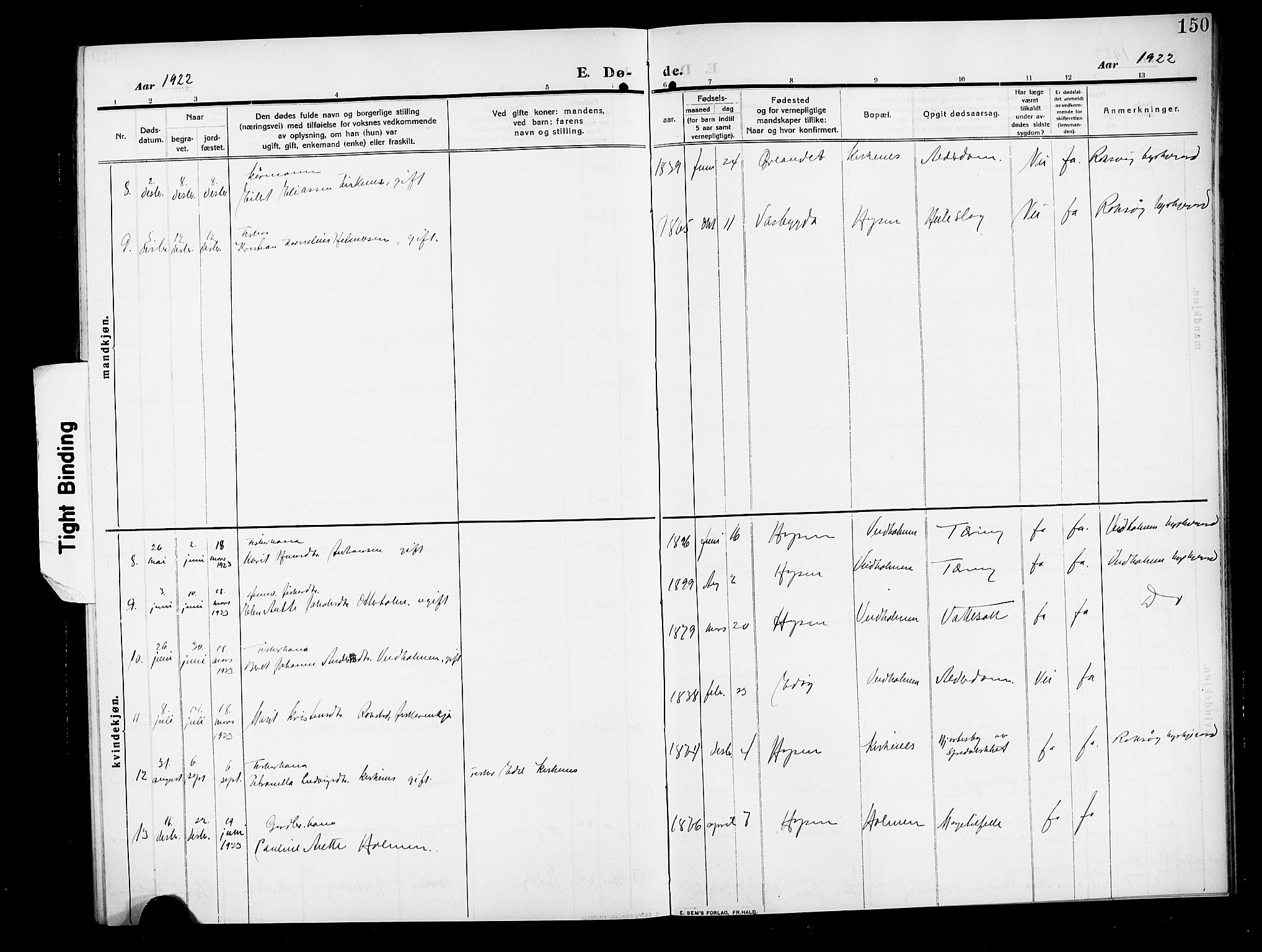 Ministerialprotokoller, klokkerbøker og fødselsregistre - Møre og Romsdal, SAT/A-1454/583/L0956: Parish register (copy) no. 583C01, 1909-1925, p. 150