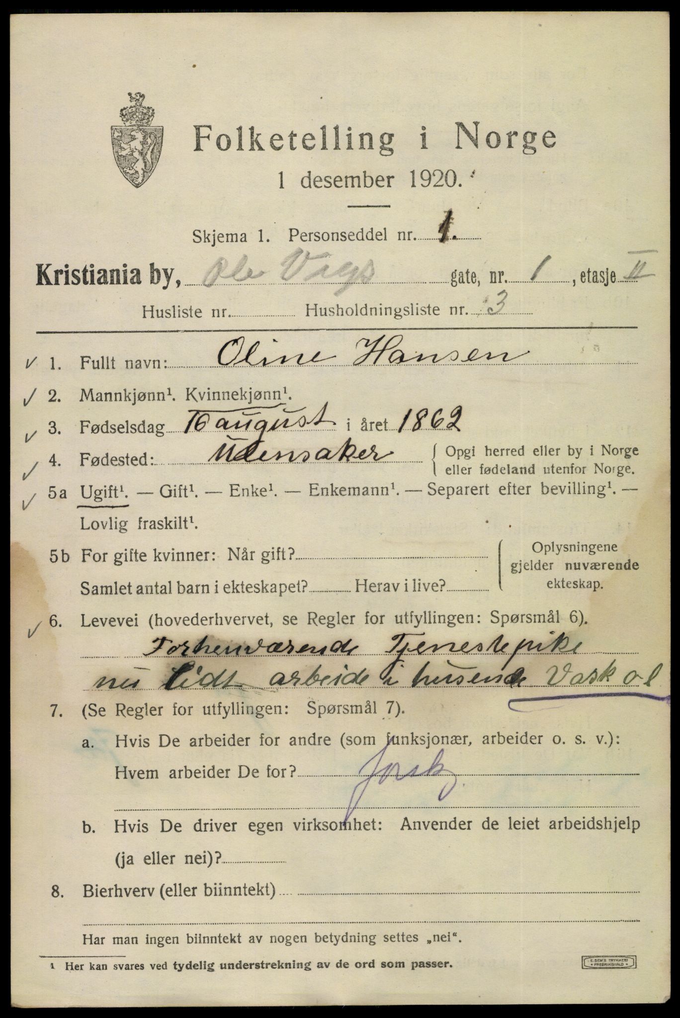 SAO, 1920 census for Kristiania, 1920, p. 432939