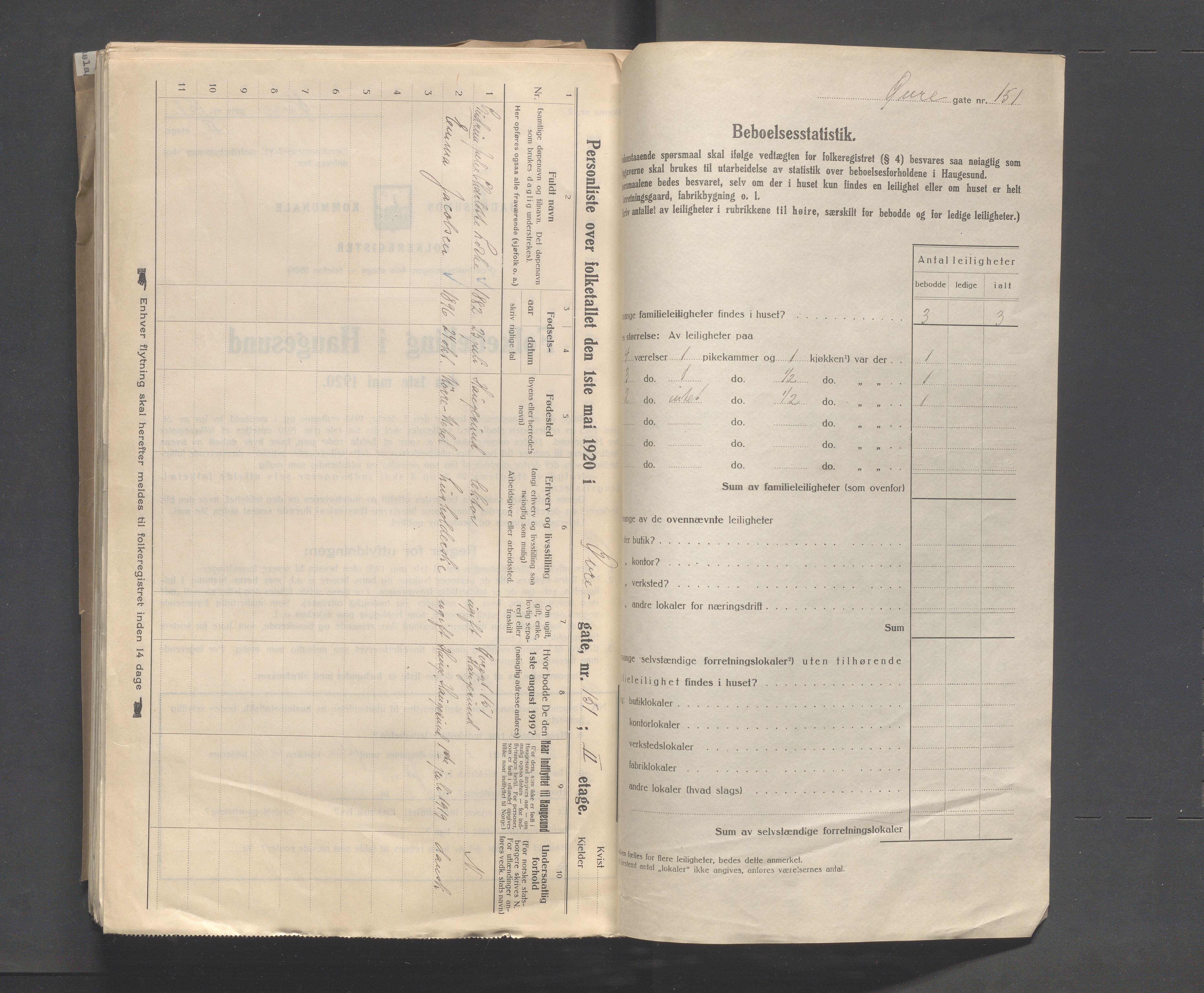 IKAR, Local census 1.5.1920 for Haugesund, 1920, p. 5608