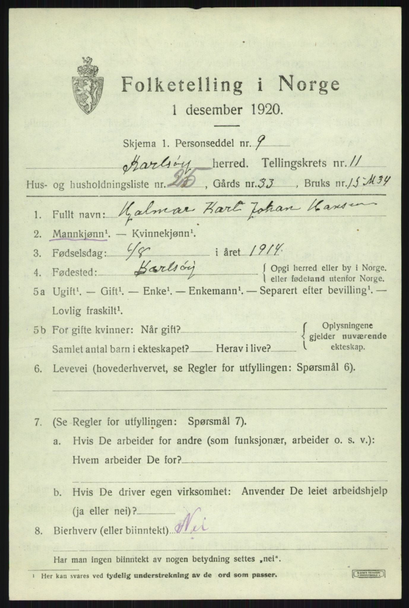 SATØ, 1920 census for Karlsøy, 1920, p. 4280