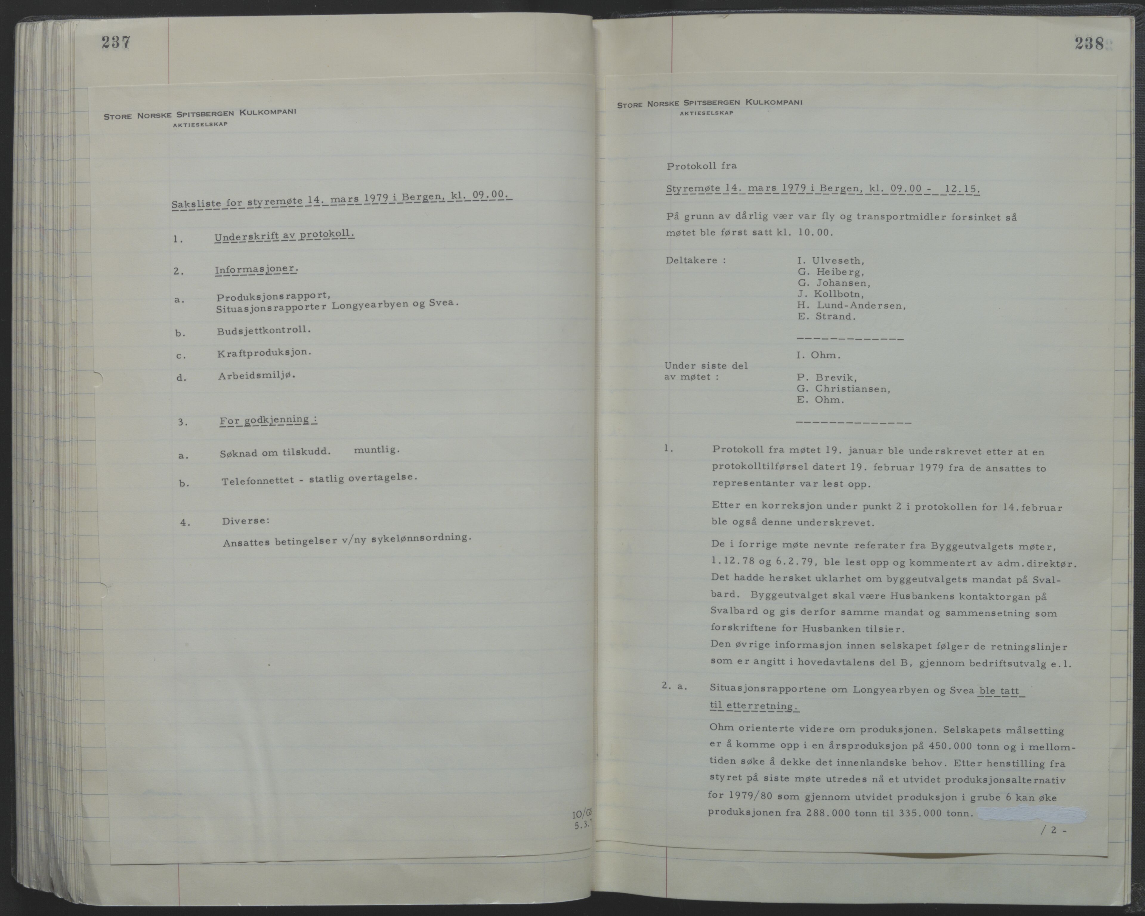 Store Norske Spitsbergen Kulkompani A/S, AV/SATØ-P-0073/09/A/Ab/Aba/L0001: Styreprotokoll 6, 1970-1979, p. 237-238