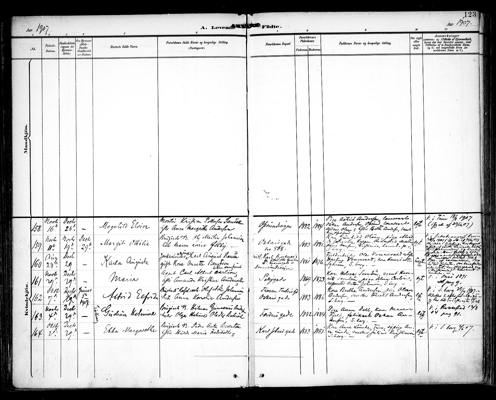 Sarpsborg prestekontor Kirkebøker, AV/SAO-A-2006/F/Fa/L0005: Parish register (official) no. 5, 1900-1909, p. 123