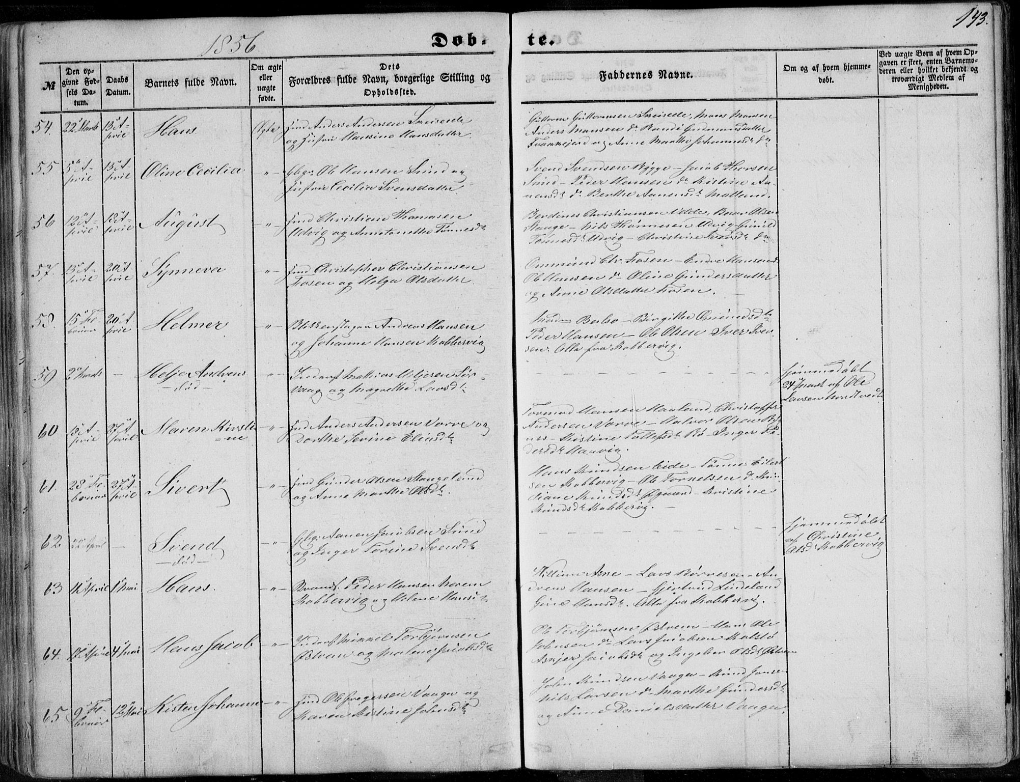 Avaldsnes sokneprestkontor, SAST/A -101851/H/Ha/Haa/L0008: Parish register (official) no. A 8, 1847-1857, p. 143