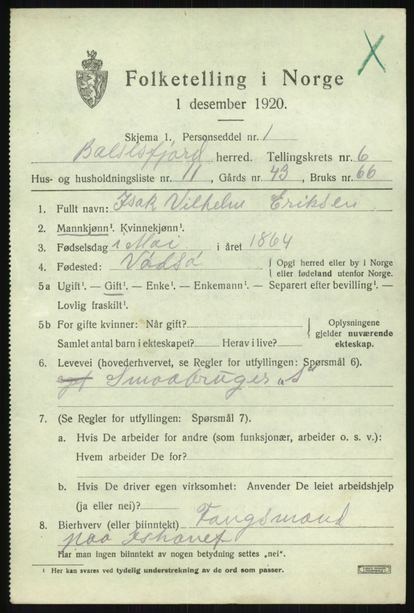 SATØ, 1920 census for Balsfjord, 1920, p. 3844