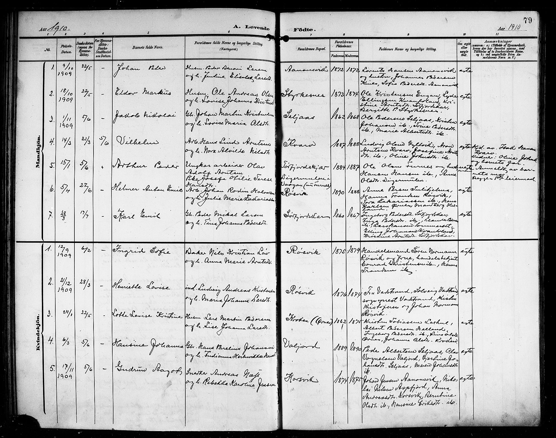 Ministerialprotokoller, klokkerbøker og fødselsregistre - Nordland, AV/SAT-A-1459/854/L0786: Parish register (copy) no. 854C02, 1901-1912, p. 79