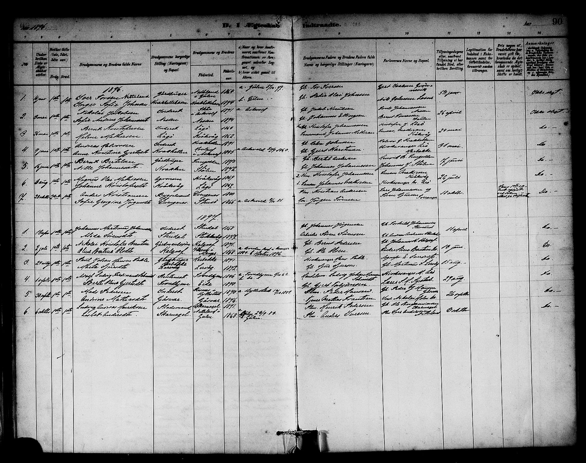 Solund sokneprestembete, SAB/A-81401: Parish register (official) no. A 1, 1881-1902, p. 90