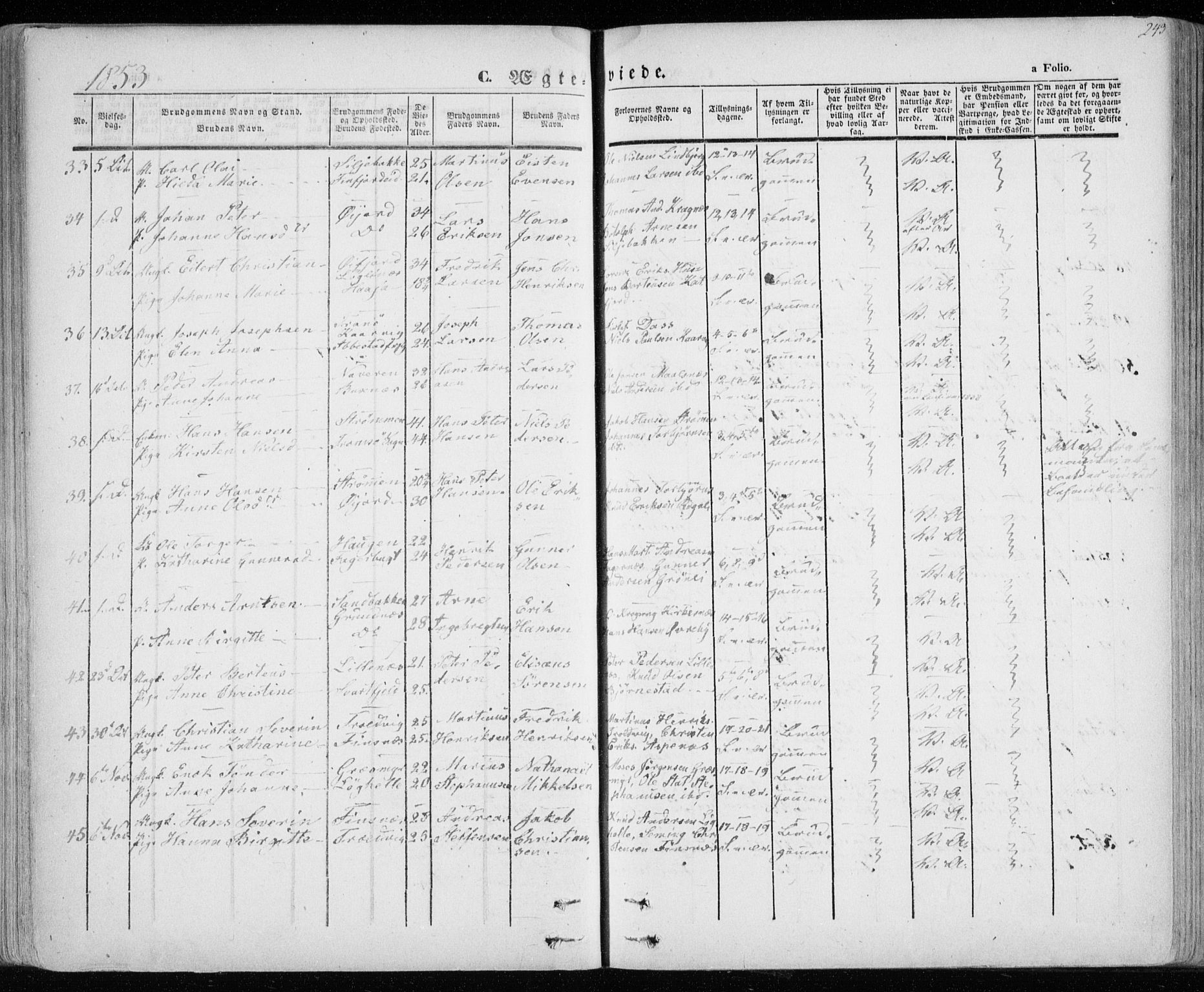 Lenvik sokneprestembete, SATØ/S-1310/H/Ha/Haa/L0006kirke: Parish register (official) no. 6, 1845-1854, p. 243