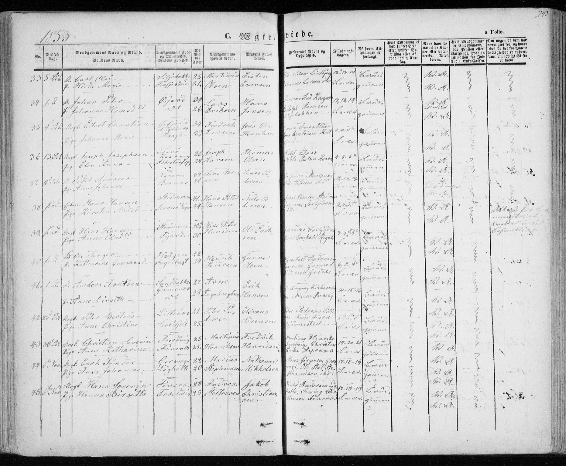 Lenvik sokneprestembete, AV/SATØ-S-1310/H/Ha/Haa/L0006kirke: Parish register (official) no. 6, 1845-1854, p. 243
