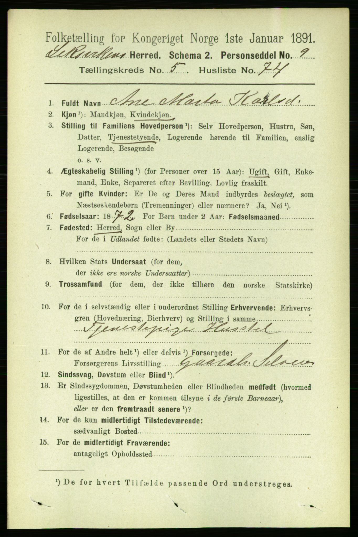 RA, 1891 census for 1718 Leksvik, 1891, p. 3084