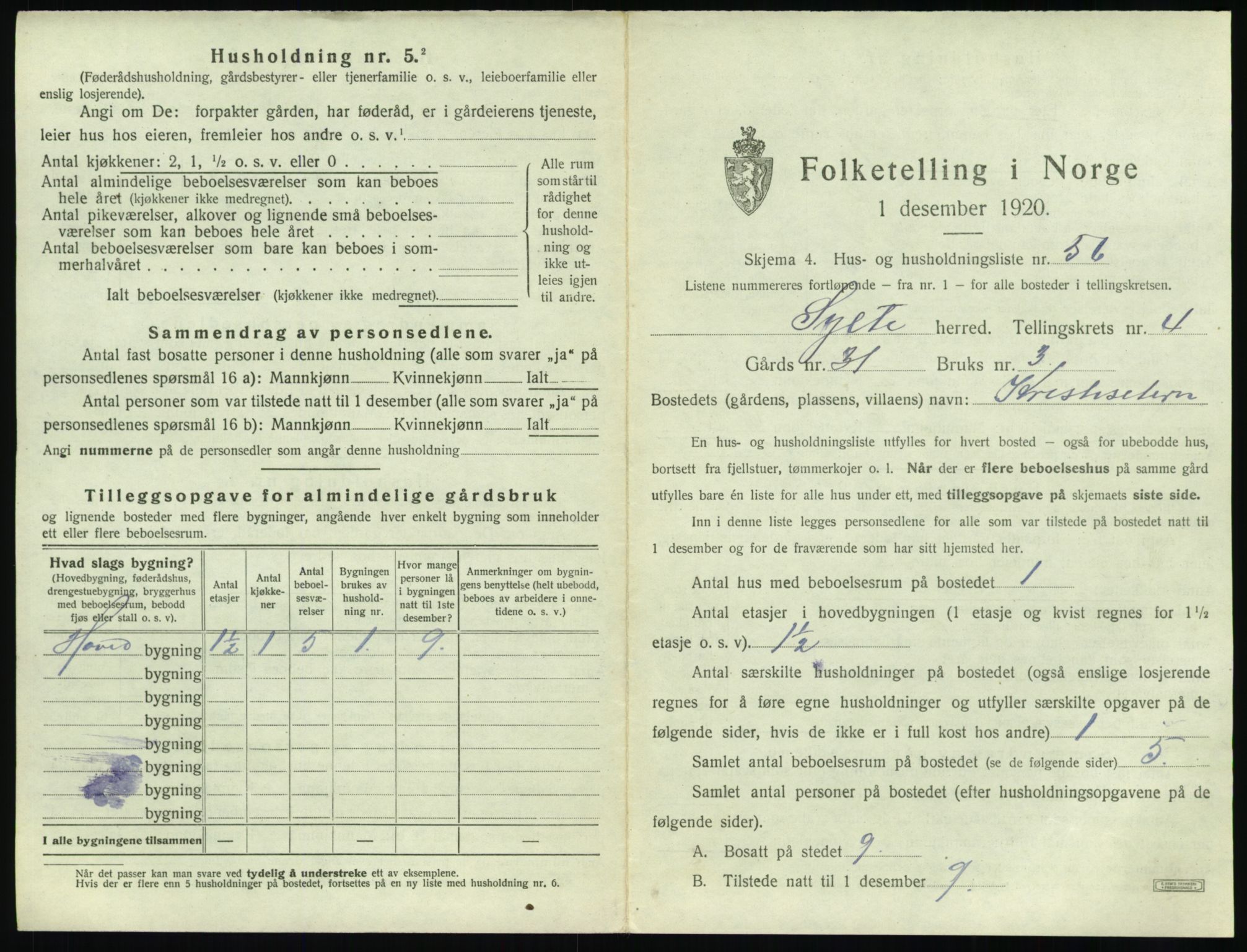 SAT, 1920 census for Sylte, 1920, p. 561