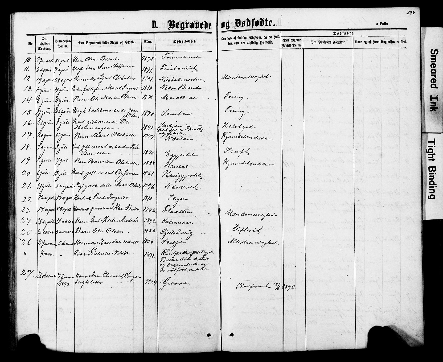 Ministerialprotokoller, klokkerbøker og fødselsregistre - Nord-Trøndelag, AV/SAT-A-1458/706/L0049: Parish register (copy) no. 706C01, 1864-1895, p. 234