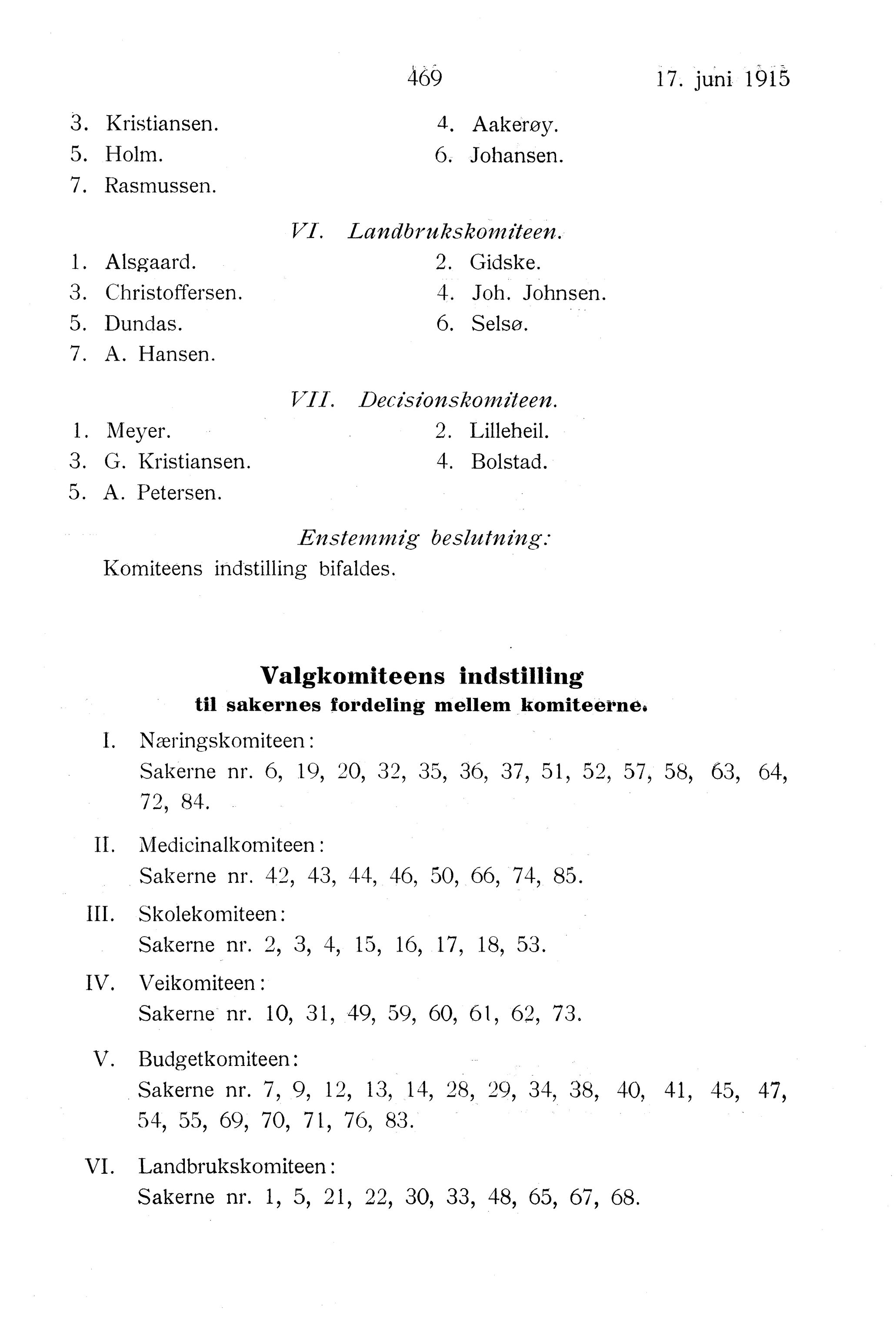 Nordland Fylkeskommune. Fylkestinget, AIN/NFK-17/176/A/Ac/L0038: Fylkestingsforhandlinger 1915, 1915