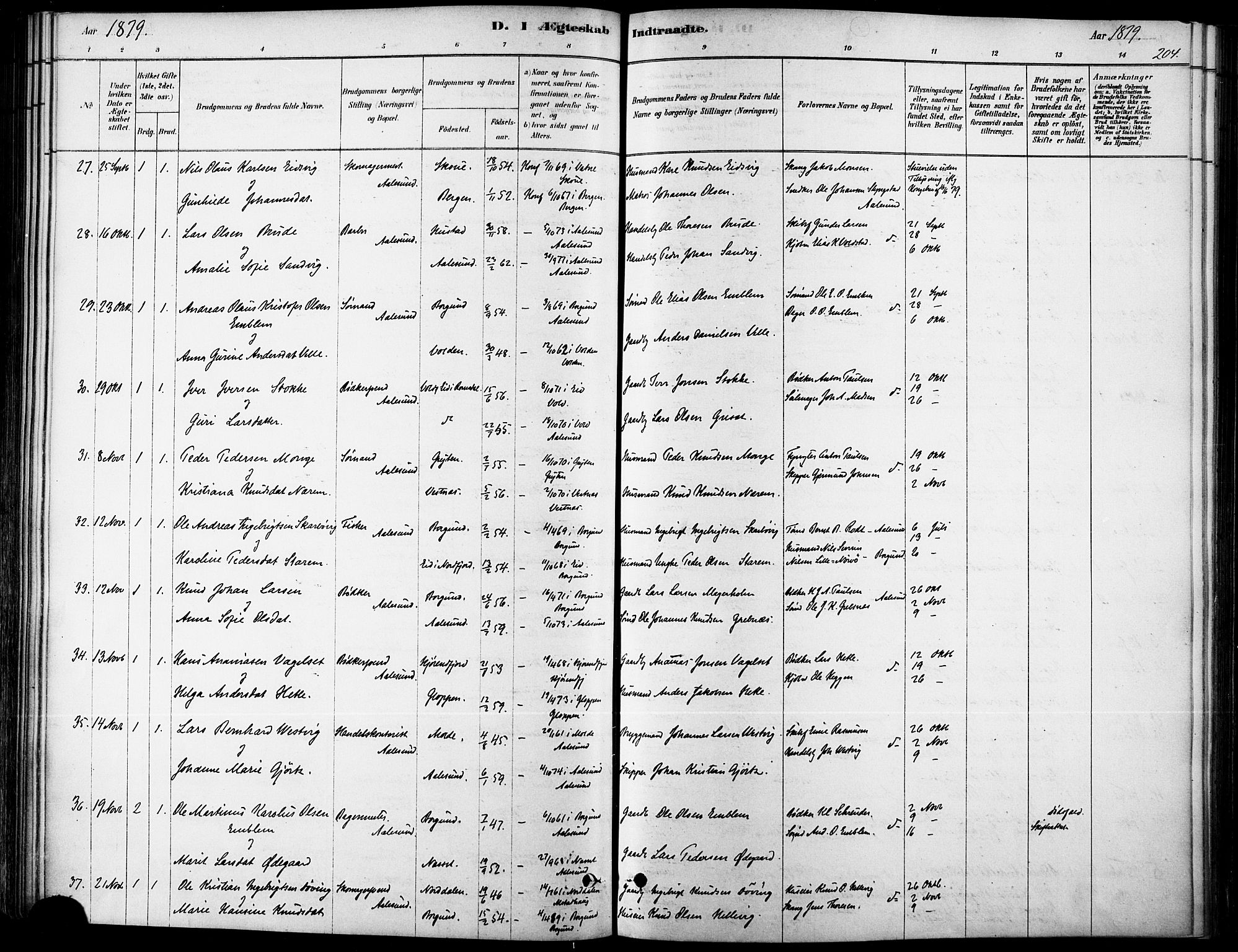 Ministerialprotokoller, klokkerbøker og fødselsregistre - Møre og Romsdal, AV/SAT-A-1454/529/L0454: Parish register (official) no. 529A04, 1878-1885, p. 204