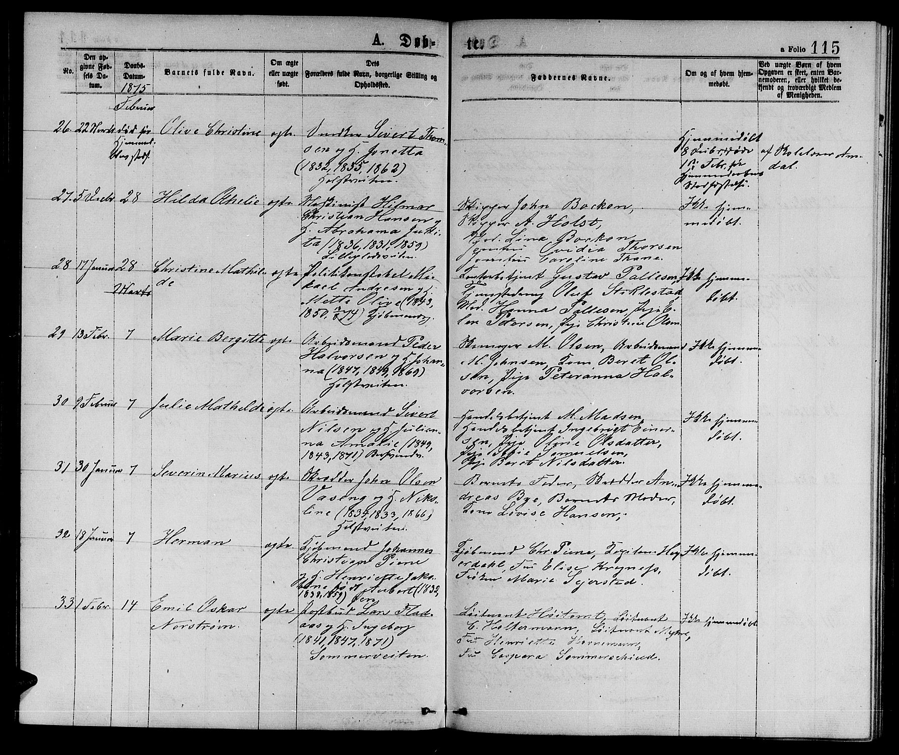 Ministerialprotokoller, klokkerbøker og fødselsregistre - Sør-Trøndelag, AV/SAT-A-1456/601/L0088: Parish register (copy) no. 601C06, 1870-1878, p. 115