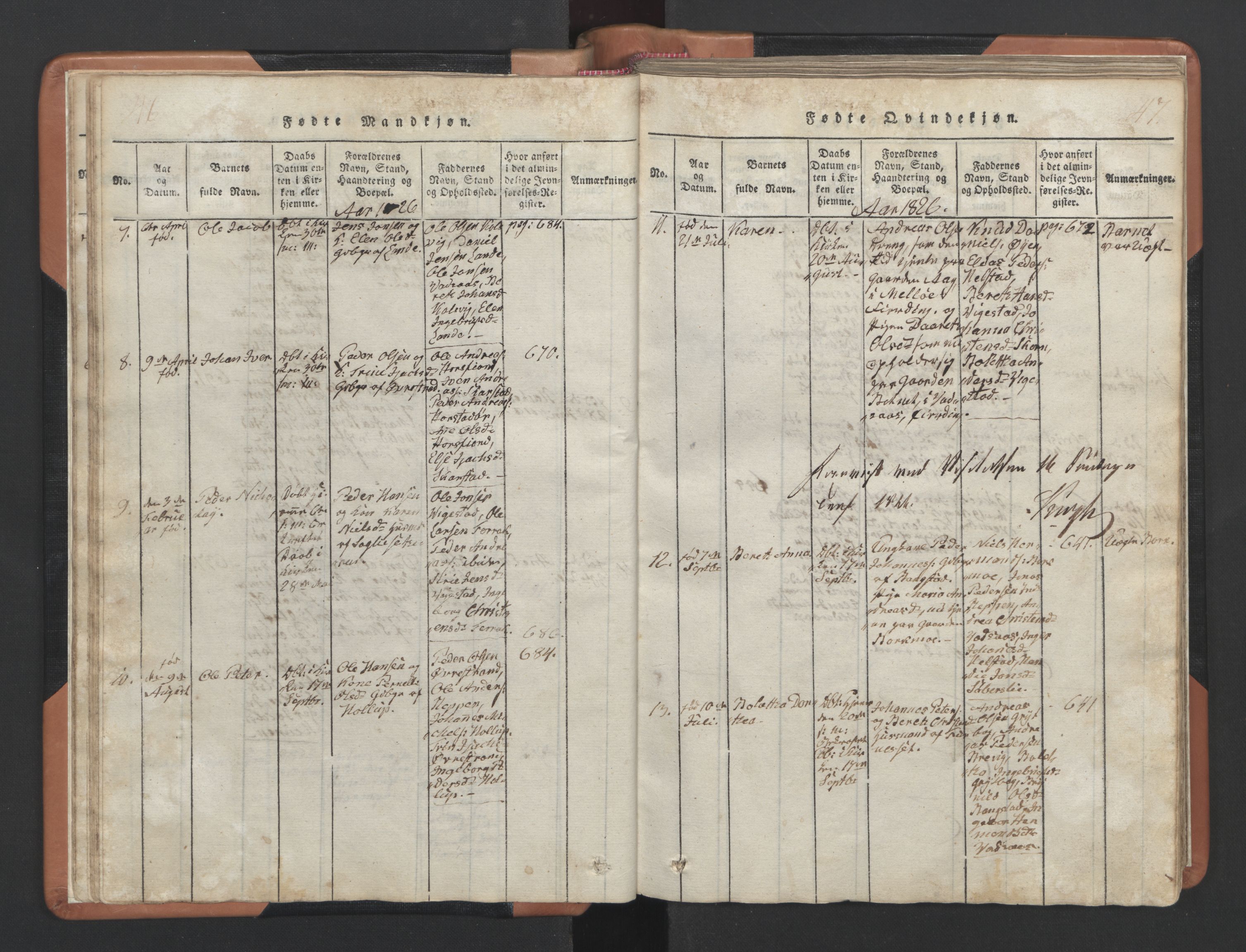 Ministerialprotokoller, klokkerbøker og fødselsregistre - Nordland, SAT/A-1459/810/L0157: Parish register (copy) no. 810C01, 1819-1842, p. 46-47