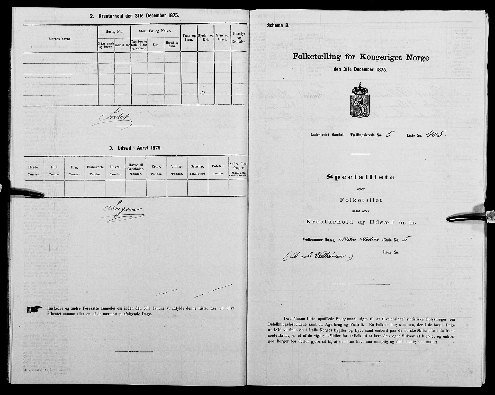 SAK, 1875 census for 1002B Mandal/Mandal, 1875, p. 851